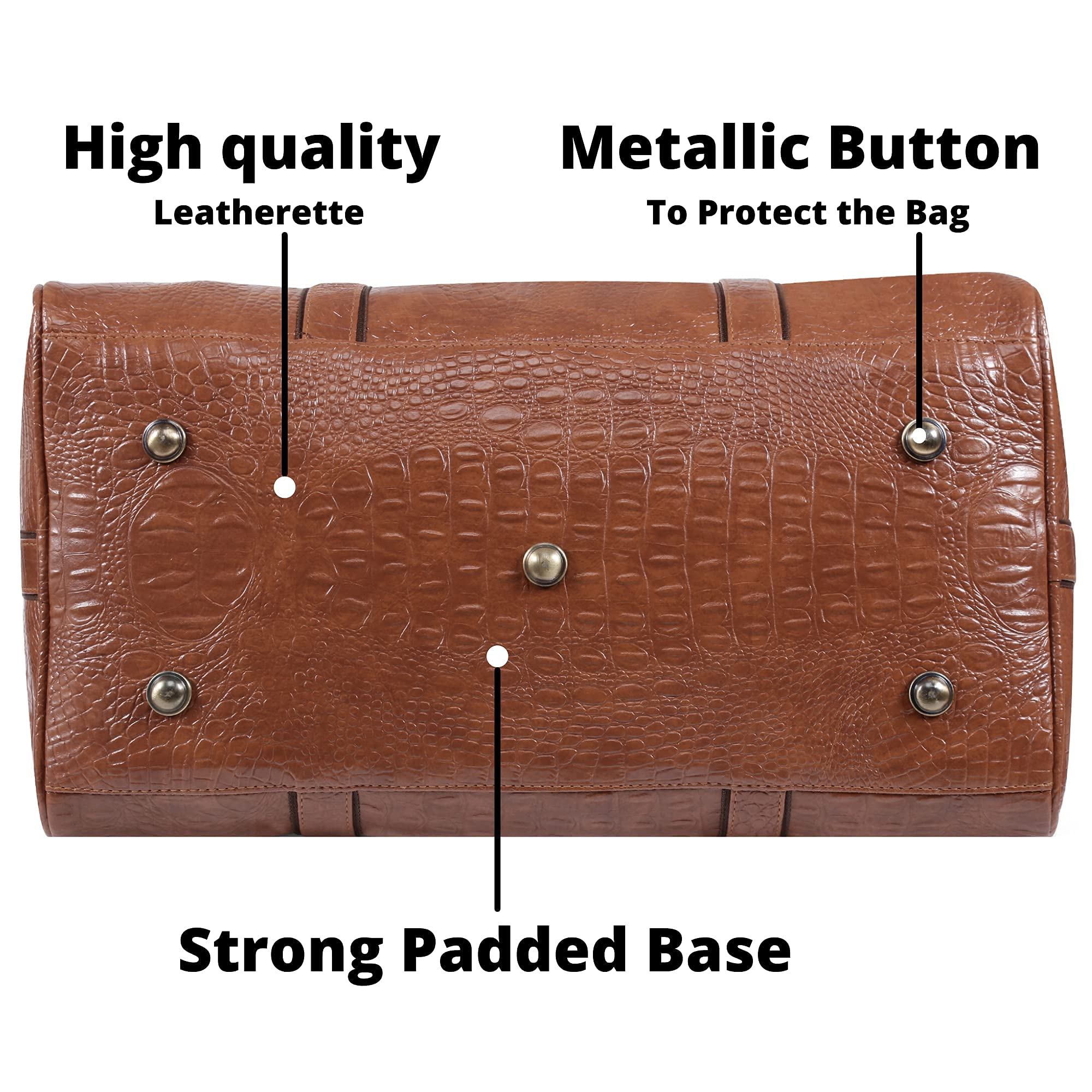 Unisex Textured Leatherette Duffle Bag 35L 7Kg - Stylish Cabin Luggage for Air Travel, Gym & Weekend Getaways (Tan)