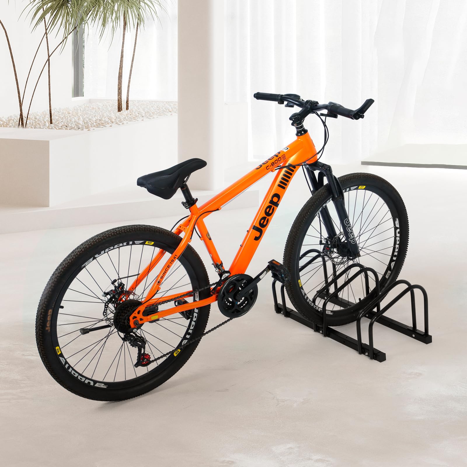 **Auwey Bike Floor Rack - Heavy Duty Bicycle Parking Stand for Mountain & Road Bikes - Fits 22-28