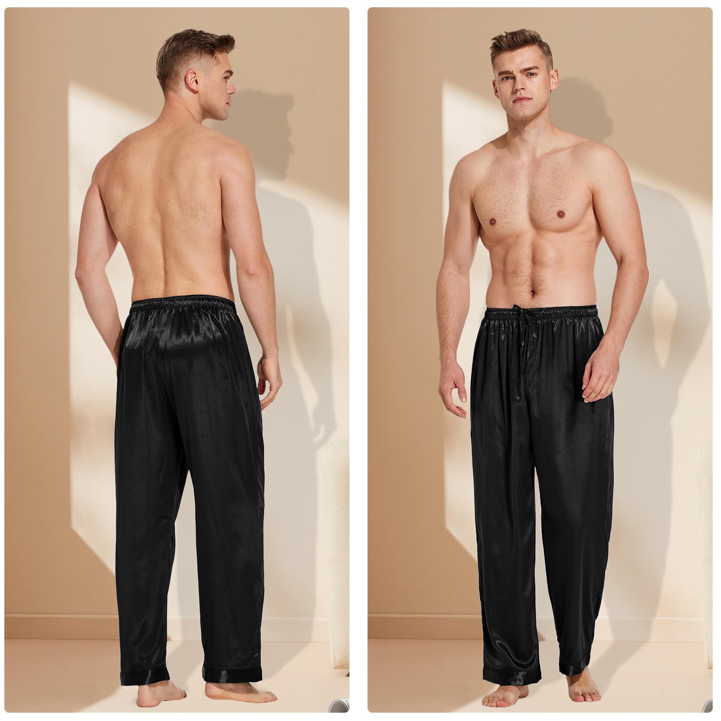 Premium 100% Mulberry Silk Pajama Pants for Men - Luxurious Sleepwear & Lounge Pants for Comfortable Nightwear, Home Relaxation and Gift Giving