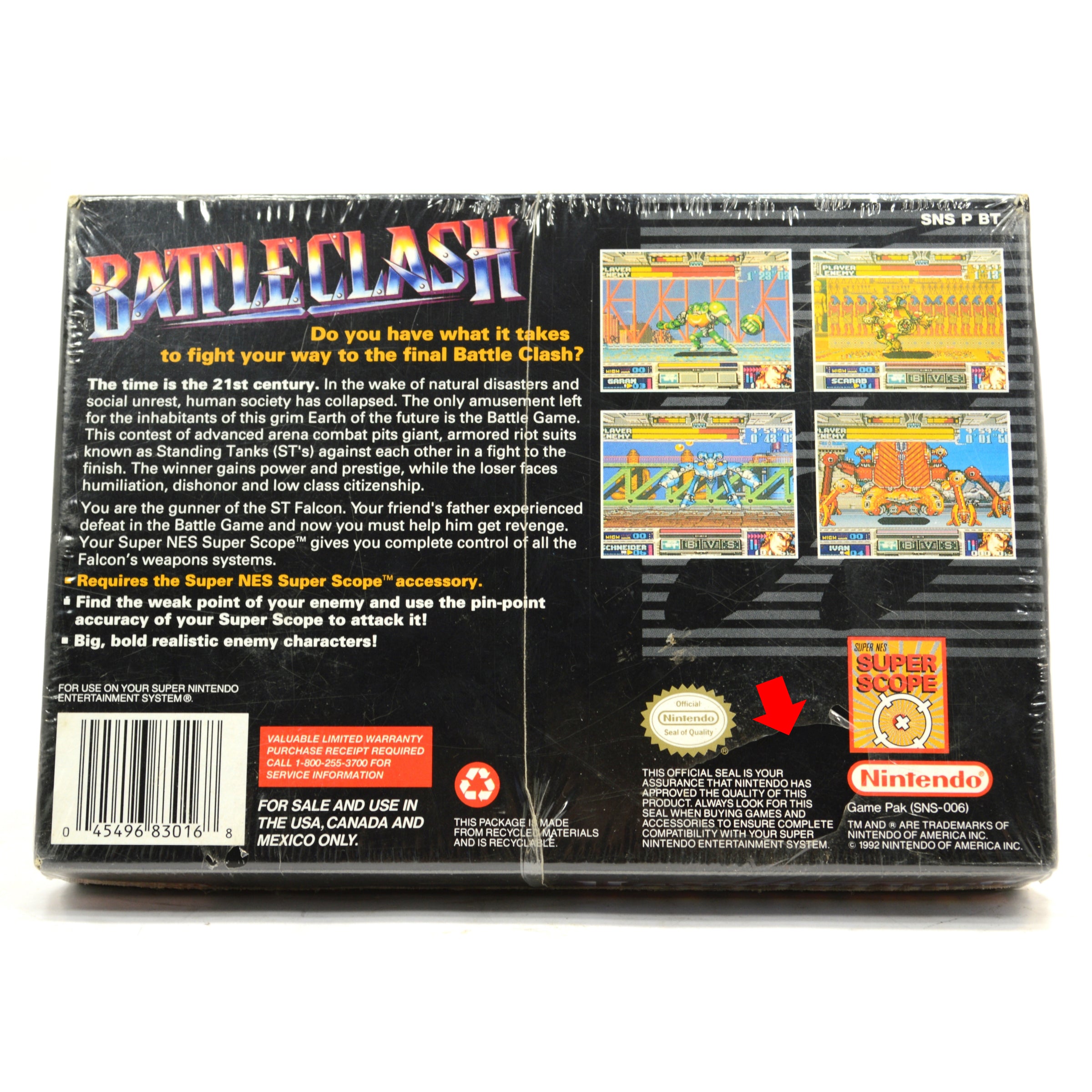 Brand New Factory Sealed SUPER NINTENDO (SNES) BATTLE CLASH Video Game - Retro Gaming Collectible - Perfect for Classic Gaming Enthusiasts & Nostalgic Play Sessions