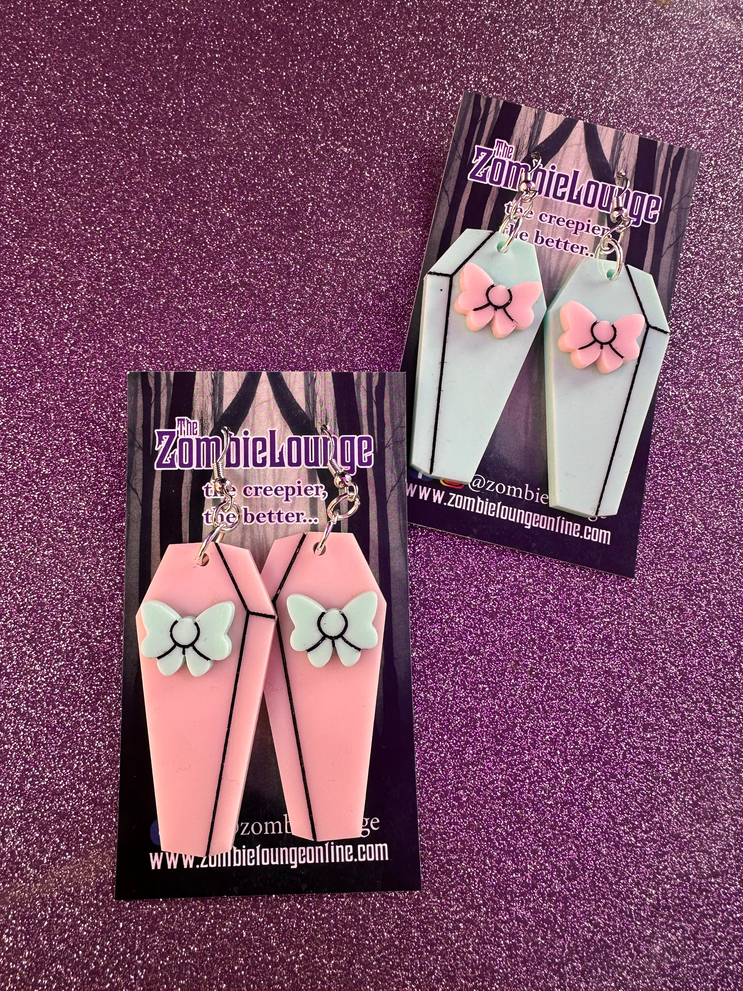 Pastel Coffin Earrings for Women - Trendy Gothic Punk Jewelry - Perfect for Halloween, Parties & Everyday Wear