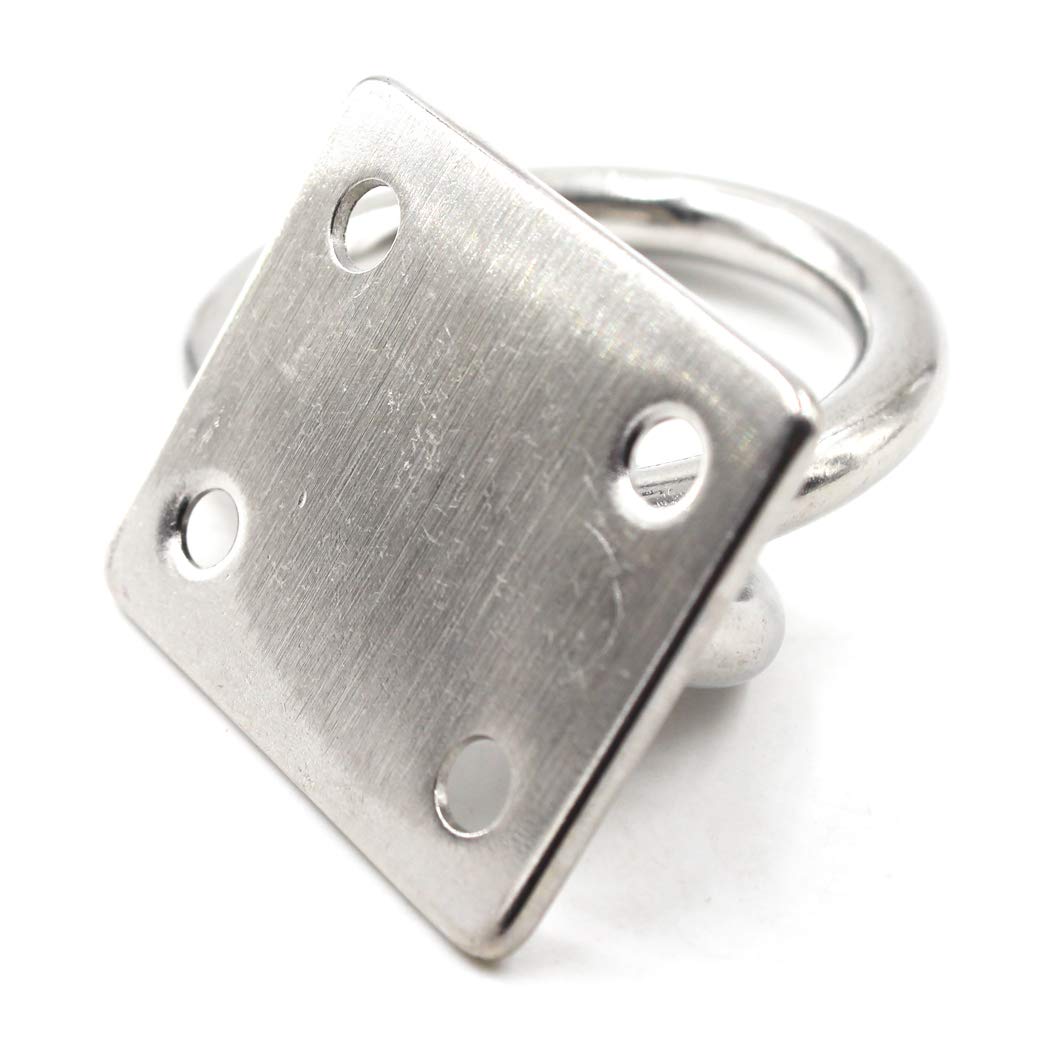 Heavy Duty 304 Stainless Steel Square Ceiling Wall Mount Hook with Ring - 5mm (3/16