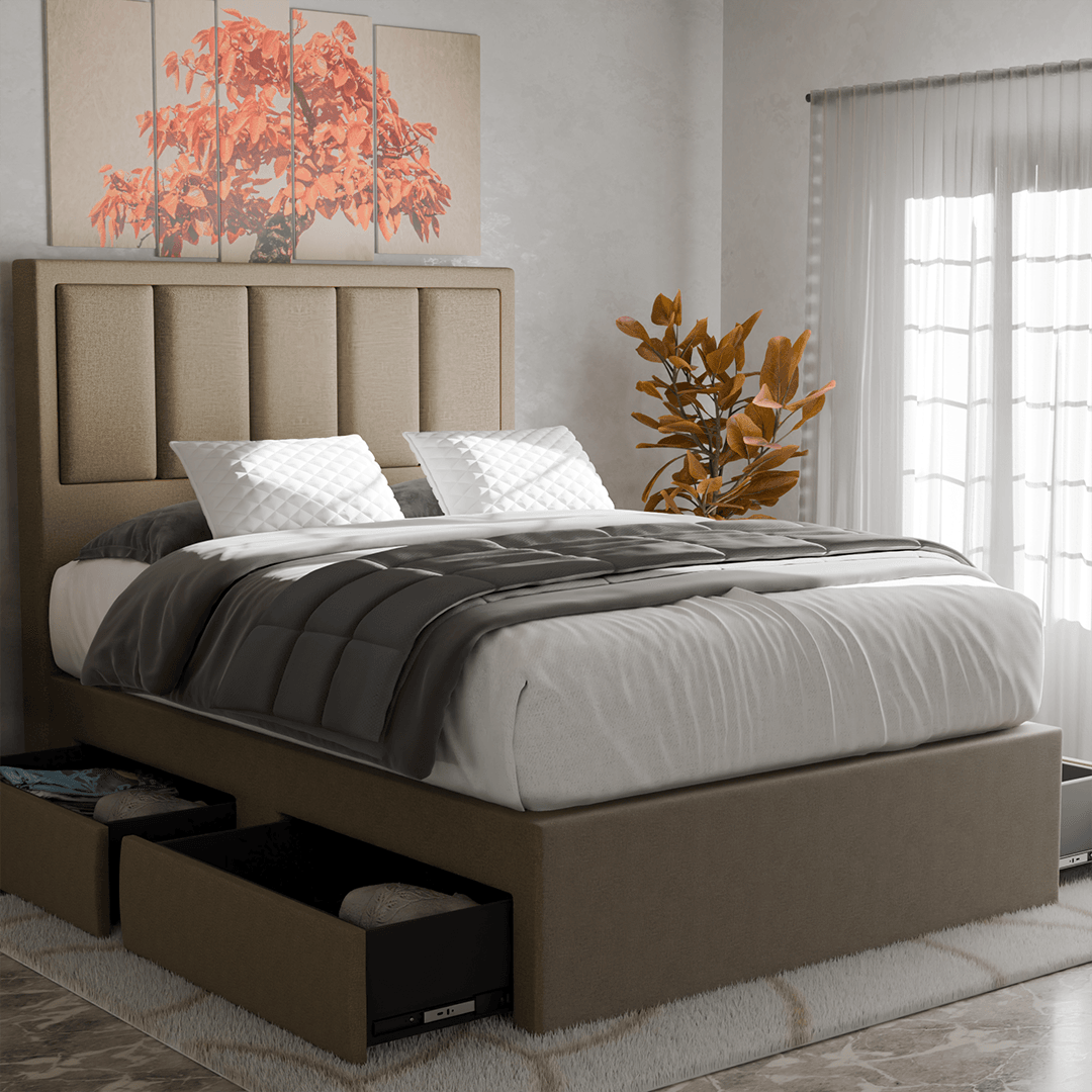 Marley Fabric Drawer Bed Frame - Waterproof Storage Platform Bed with Underbed Drawers | Perfect for Small Spaces, Dorm Rooms & Apartment Living