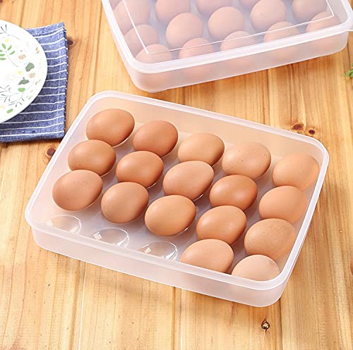 Evona 24 Grid Clear Plastic Stackable Egg Storage Container with Lid - Refrigerator Organizer for Eggs, Kitchen & Restaurant Use - Perfect for Fridge, Pantry, and Bulk Egg Storage
