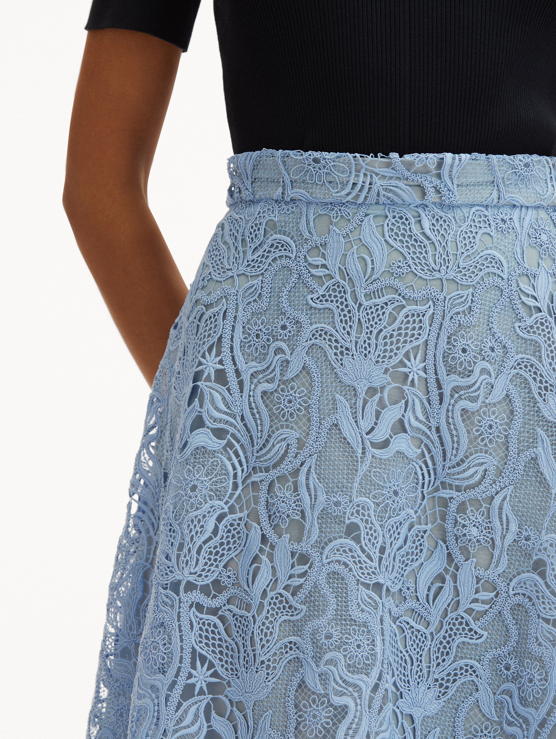 Bellflower Guipure Lace Skirt for Women - Elegant Floral Embroidery Midi Skirt | Perfect for Weddings, Parties & Summer Outfits