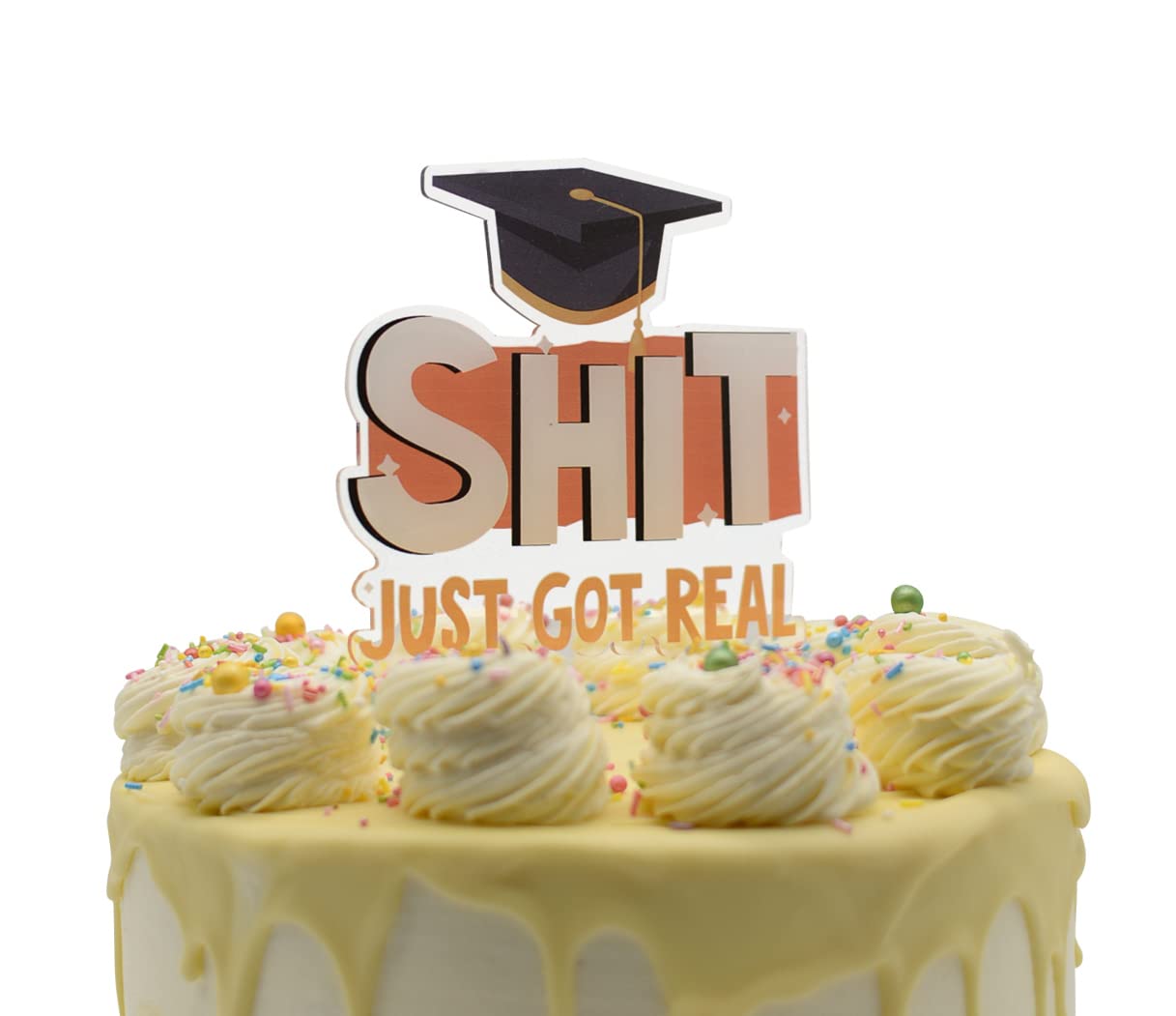 2022 Graduation Cake Topper - Blue & Orange Class of 2022 Cake Decorations - Funny Graduation Party Supplies - Perfect for Graduation Cakes, Cupcakes & Dessert Tables - Just Got Real Decor