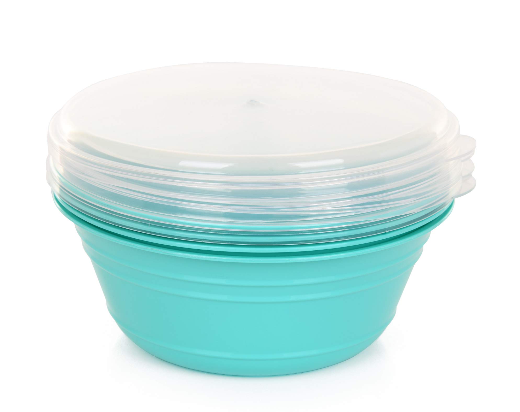 Mintra Home 4-Pack Plastic Food Storage Bowls with Lids, Airtight & Stackable, BPA-Free - Teal Color for Meal Prep, Leftovers & Pantry Organization