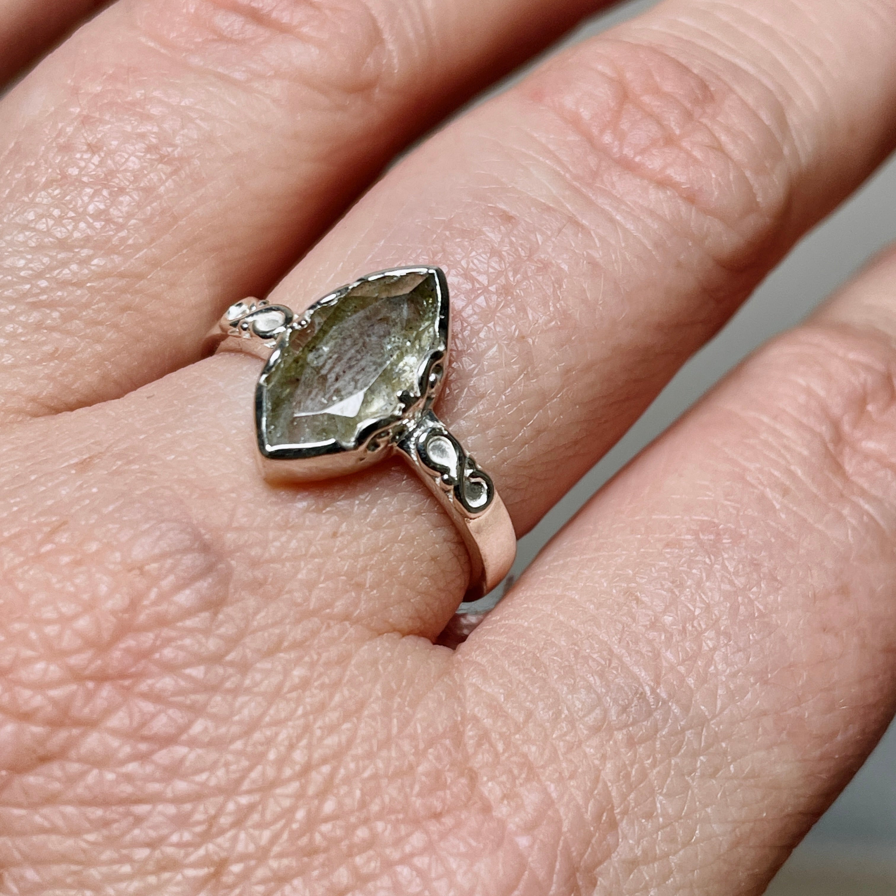 Labradorite Faceted Marquise Ring R3726 - Elegant Gemstone Jewelry for Women, Perfect for Weddings & Special Occasions