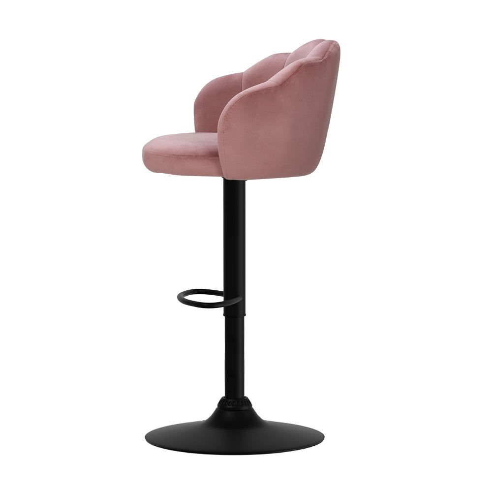 2-Pack Adjustable Height Velvet Pink Bar Stools with Gas Lift Mechanism - Perfect for Kitchen Islands, Breakfast Bars, and Home Decor