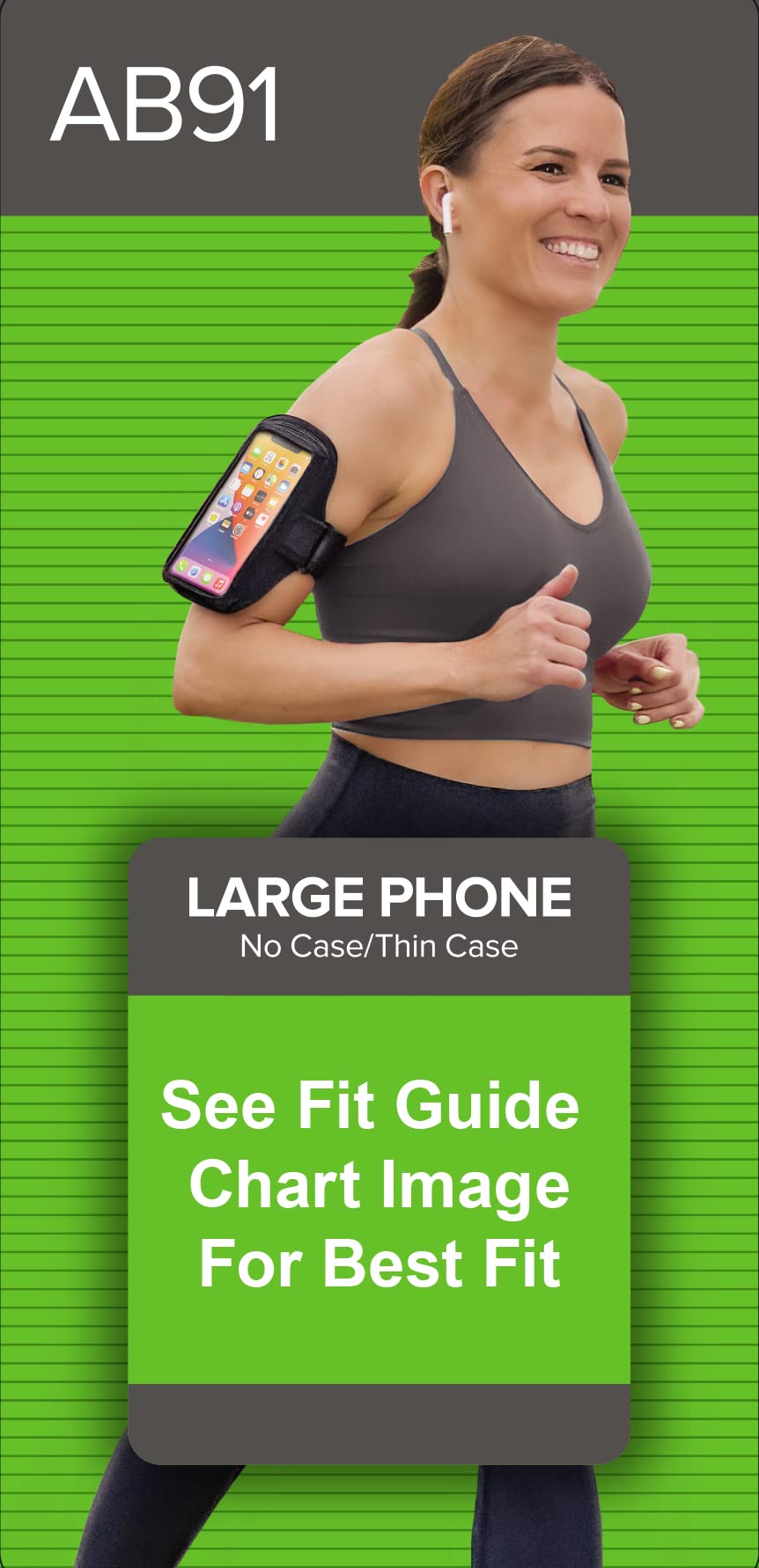 Tune Belt AB91 Running Armband for iPhone 16/15/14/13/12, 11-16 Pro, 16e, Galaxy S24/S23 – Sweat-Resistant, Adjustable & Comfortable Phone Holder for Jogging, Workouts & Outdoor Activities (Black)