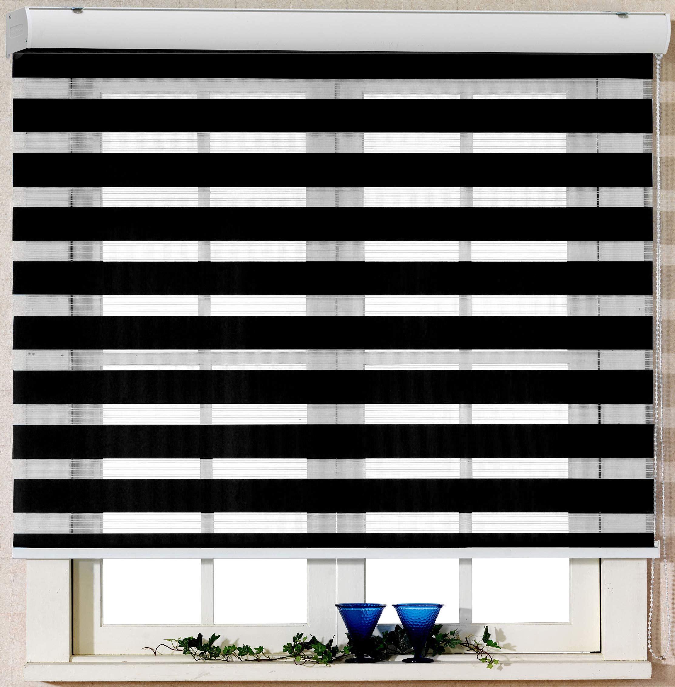 Custom Cut to Size Black Zebra Roller Blinds - 87