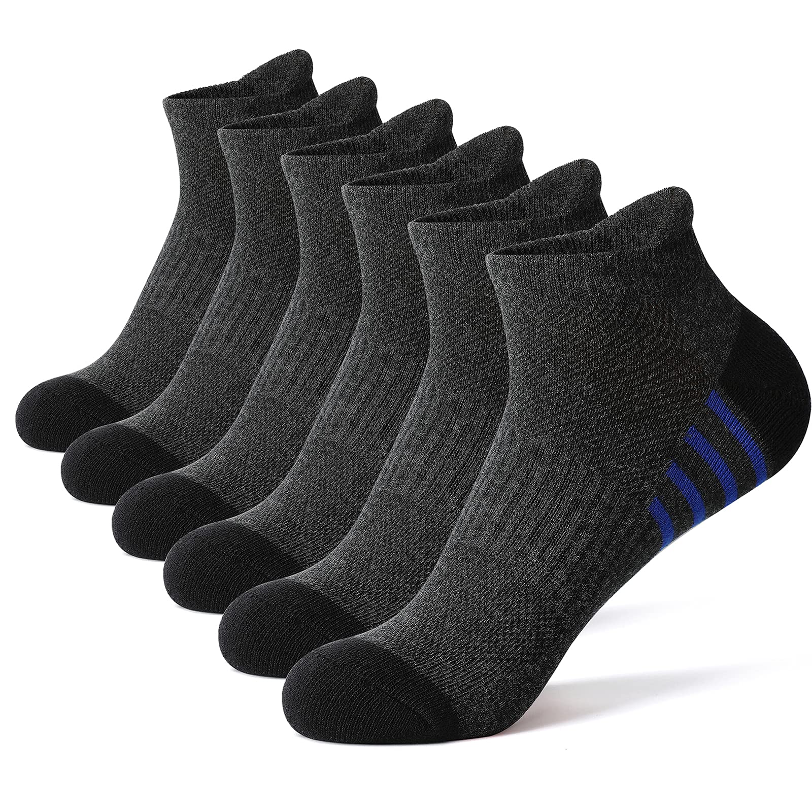 **GLENMEARL Men's & Women's Ankle Athletic Running Socks - 6 Pack Breathable Cotton Sports Socks for Jogging, Gym, Workout & Daily Wear**