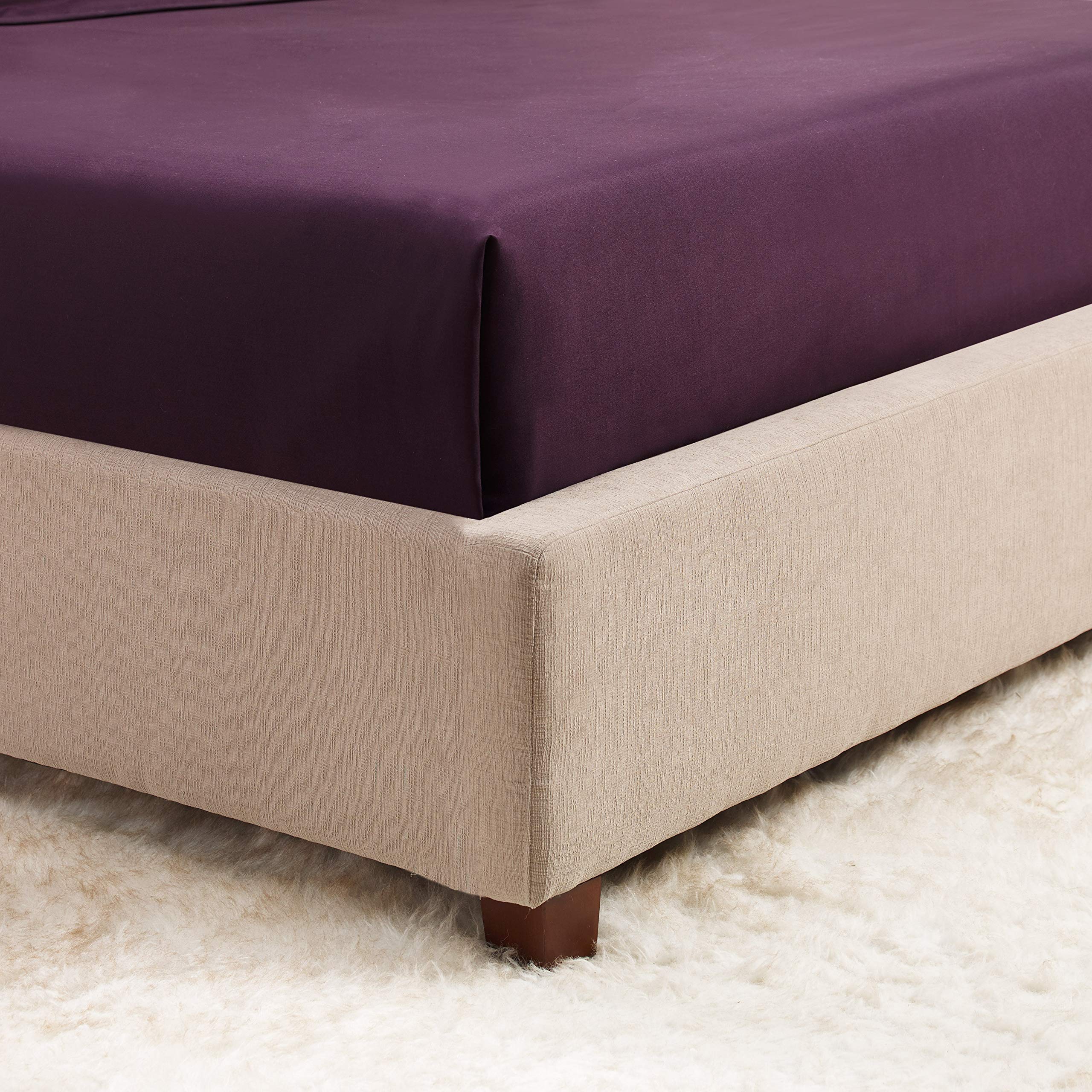 Empyrean Deep Pocket Fitted Sheet Set of 4 - Luxury Silky Soft Double Brushed Microfiber Bed Sheets for California King Beds - Hotel Quality, Wrinkle & Fade Resistant - Perfect for Master Bedrooms, Guest Rooms & Vacation Homes - Purple