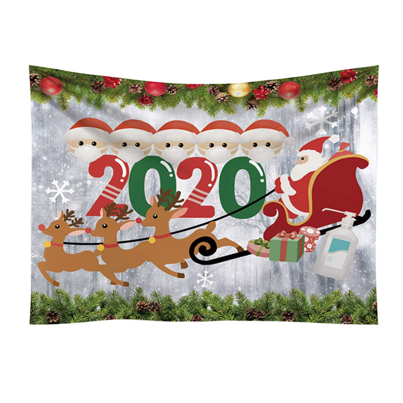 Valink Christmas Tapestry Wall Hanging - Elk Pulling Sleigh with Santa Claus Holiday Home Decor for Bedroom, Living Room - Perfect for Festive Seasonal Decorations and Cozy Winter Home Ambiance