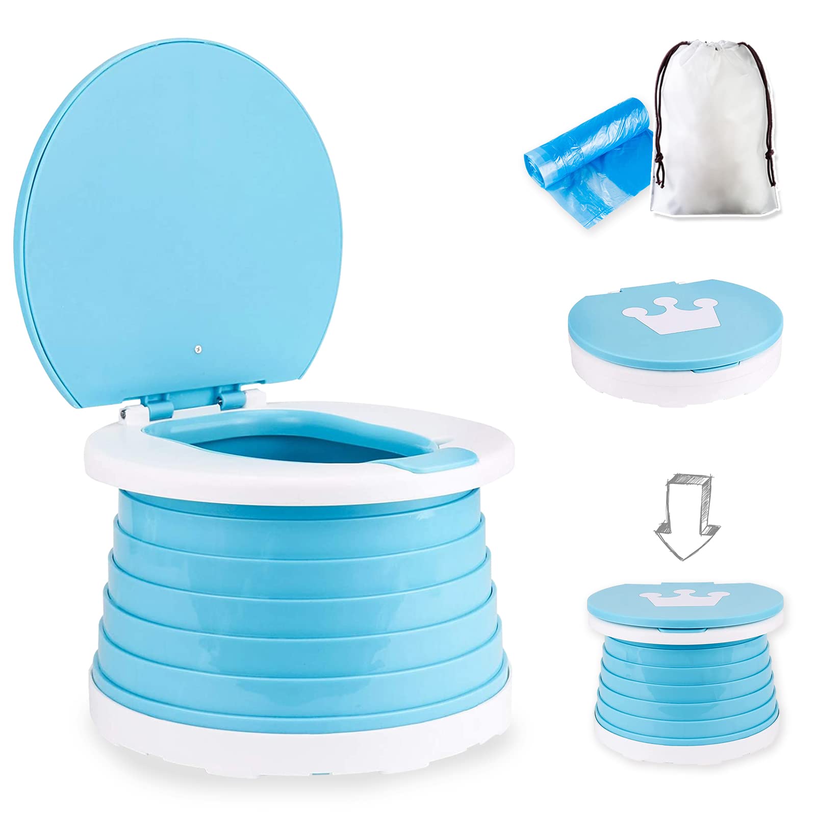 Portable Toddler Potty Seat - Foldable Training Toilet Chair for Kids | Indoor & Outdoor Use with Travel Storage Bag | Green | Perfect for Travel, Camping & Home Potty Training