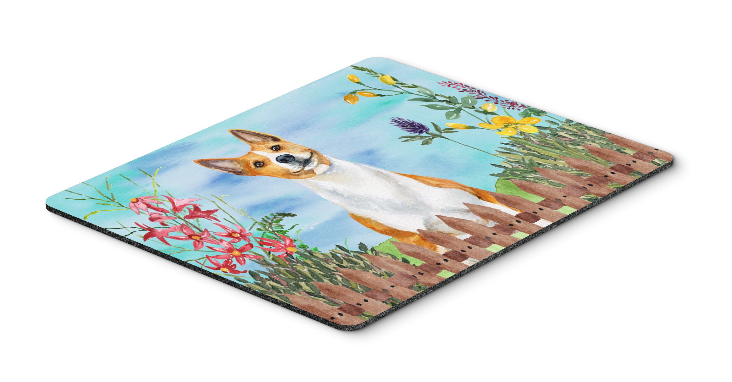 Basenji Spring Mouse Pad & Hot Pad - Large Washable Non-Slip Desk Mat for Home Office, Gaming, Computer & Laptop Use - Perfect Workstation Accessory for Comfort & Style
