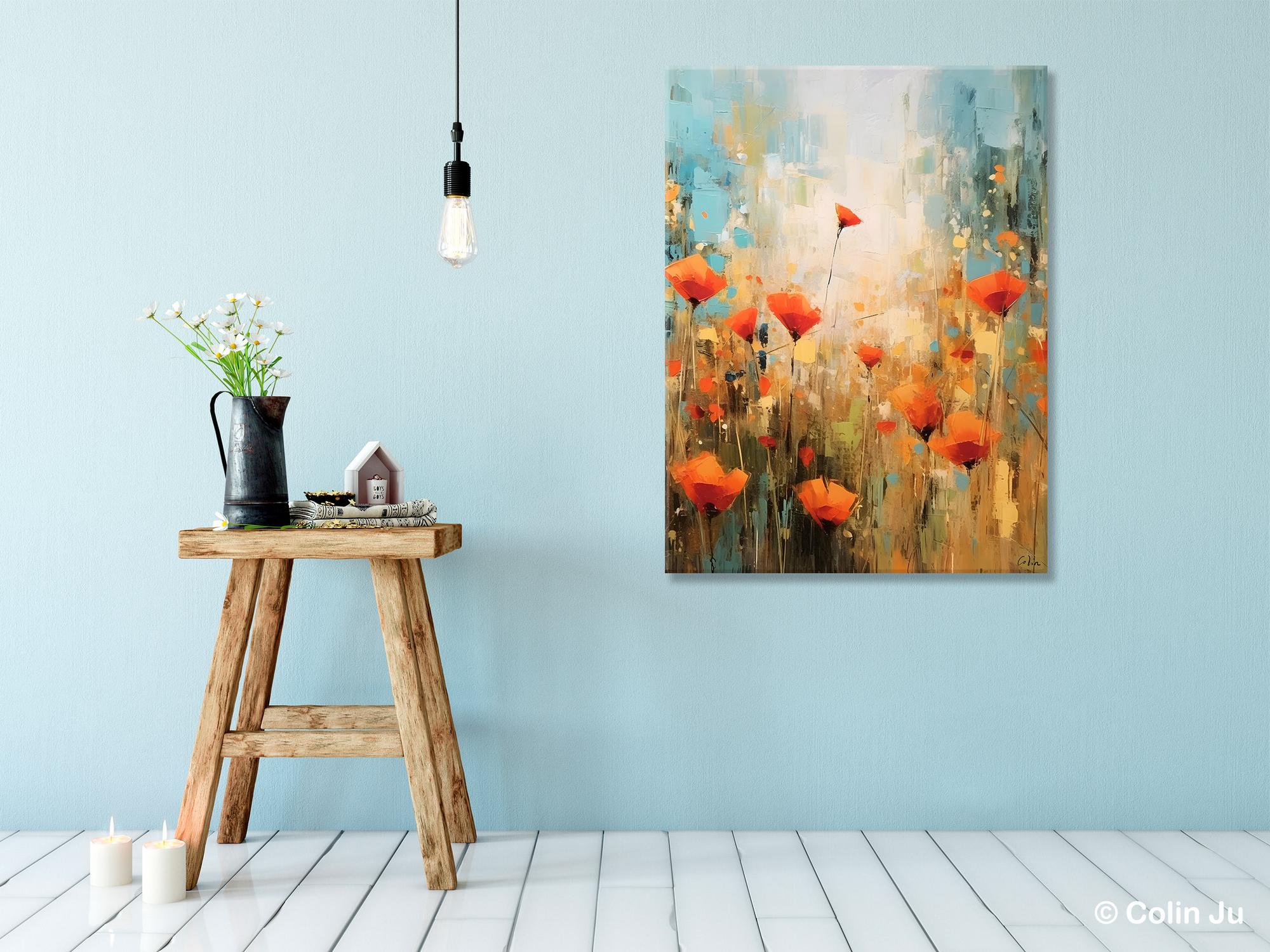 Abstract Flower Acrylic Painting on Canvas - Handmade Modern Wall Art for Bedroom Decor, Living Room & Office | Original Floral Artwork