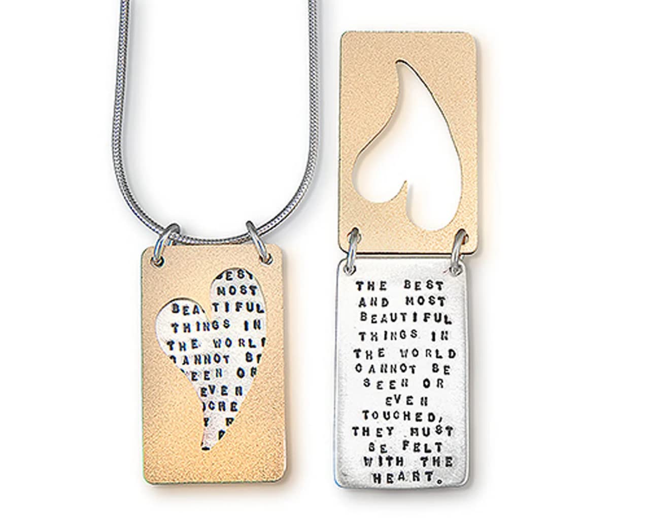 Kathy Bransfield Sterling Silver Heart Pendant Necklace with Inspirational Quote - Helen Keller Jewelry Gift for Women - Perfect for Anniversaries, Birthdays & Special Occasions