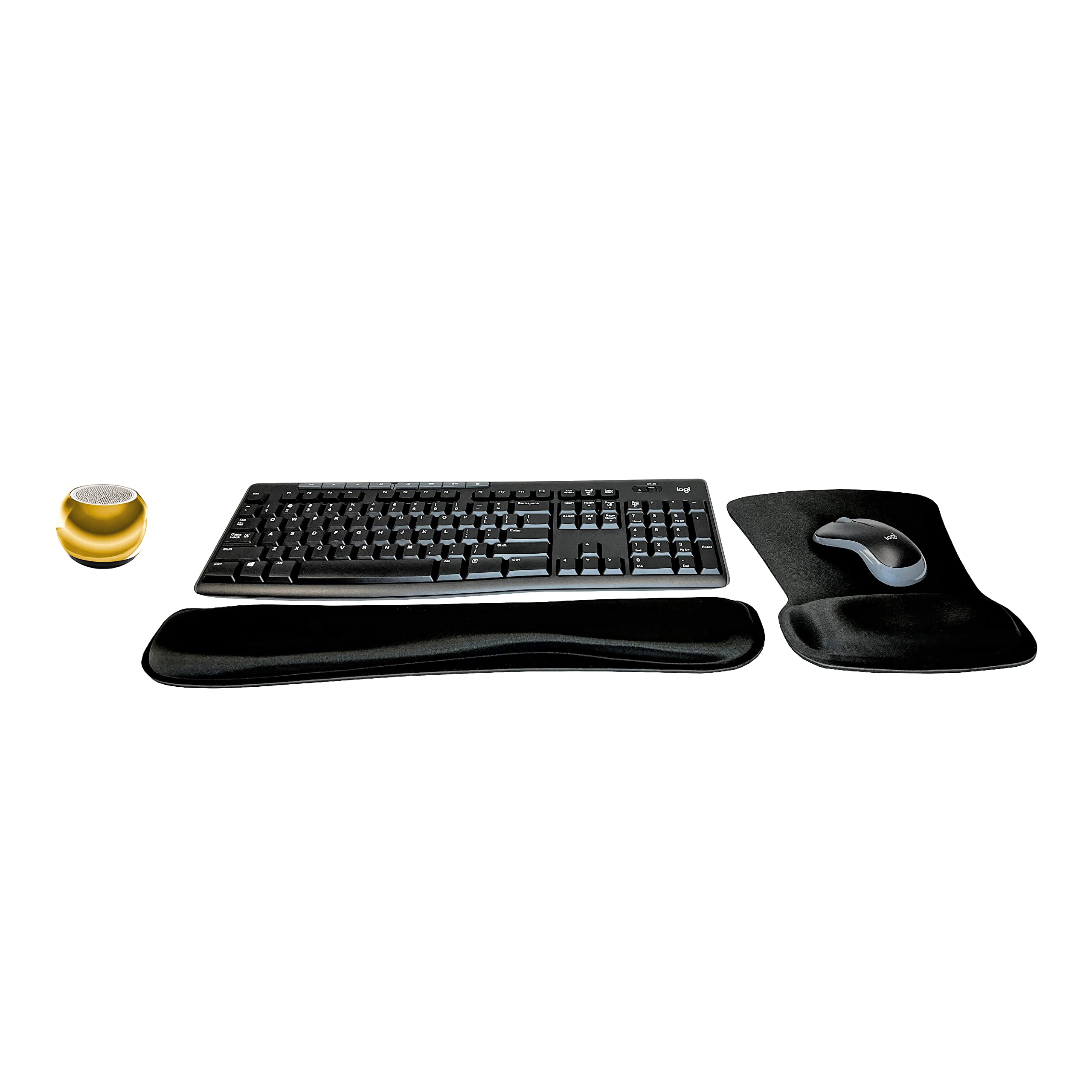 Logitech MK270 Wireless Keyboard and Mouse Combo - Ergonomic Wireless Keyboard with Mouse for Home Office, Gaming, and Travel | Includes Mini Bluetooth Speaker, Gel Wrist Rest & Mouse Pad for Comfortable Computing