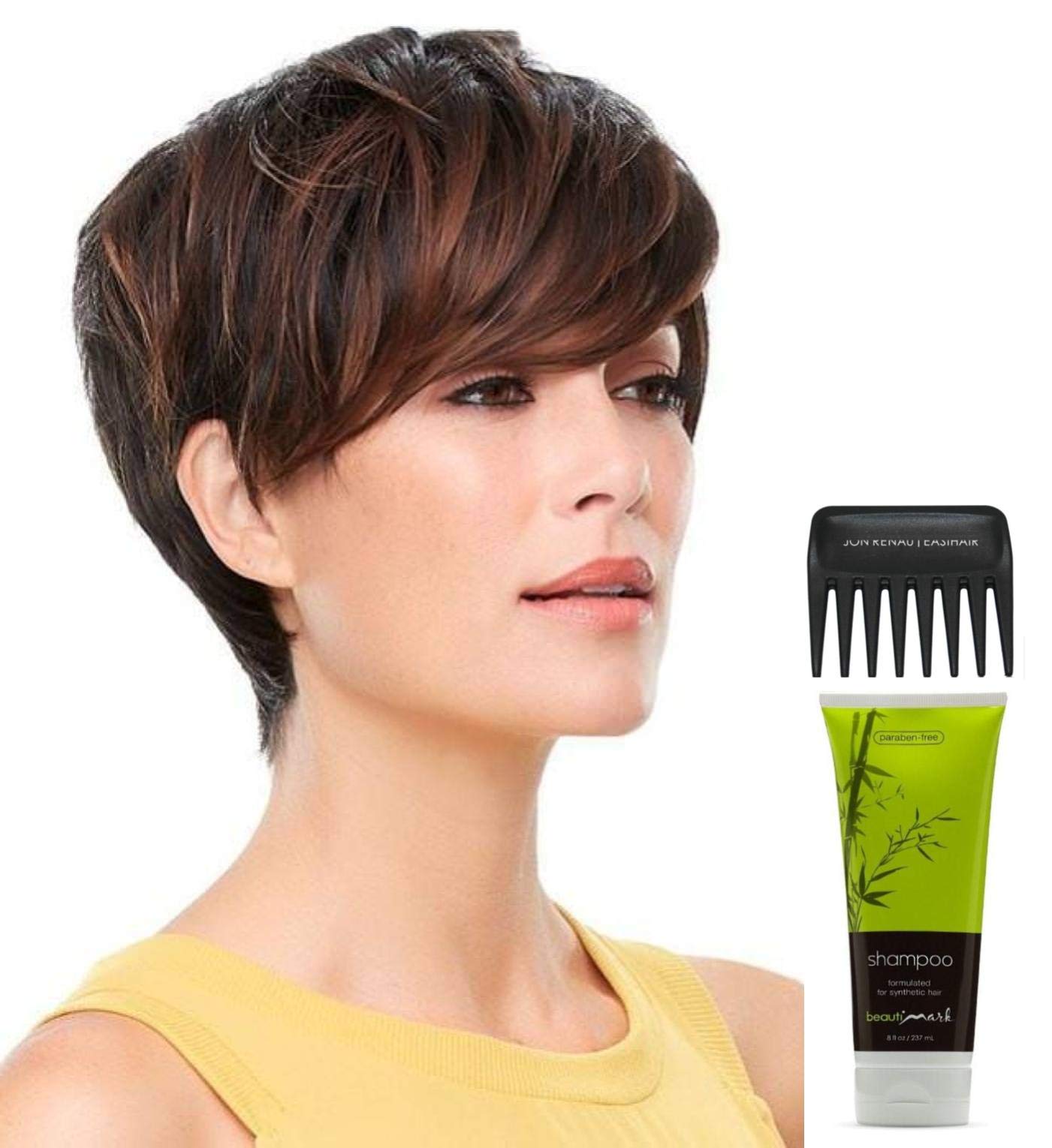 Jon Renau Evan Wig Bundle - 4 Items Including Synthetic Shampoo, Wide Tooth Comb & Christy's Wigs Q&A Booklet (Color: 101F48T) - Perfect for Hair Care, Styling & Maintenance