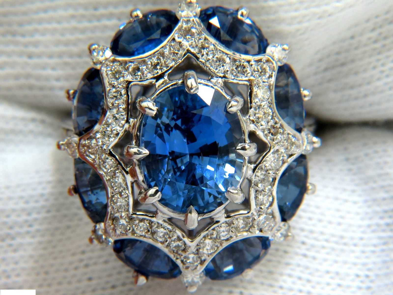 9.10CT GIA Certified Natural No Heat Sapphire & Diamond Cocktail Ring - Perfect for Weddings, Anniversaries & Special Occasions
