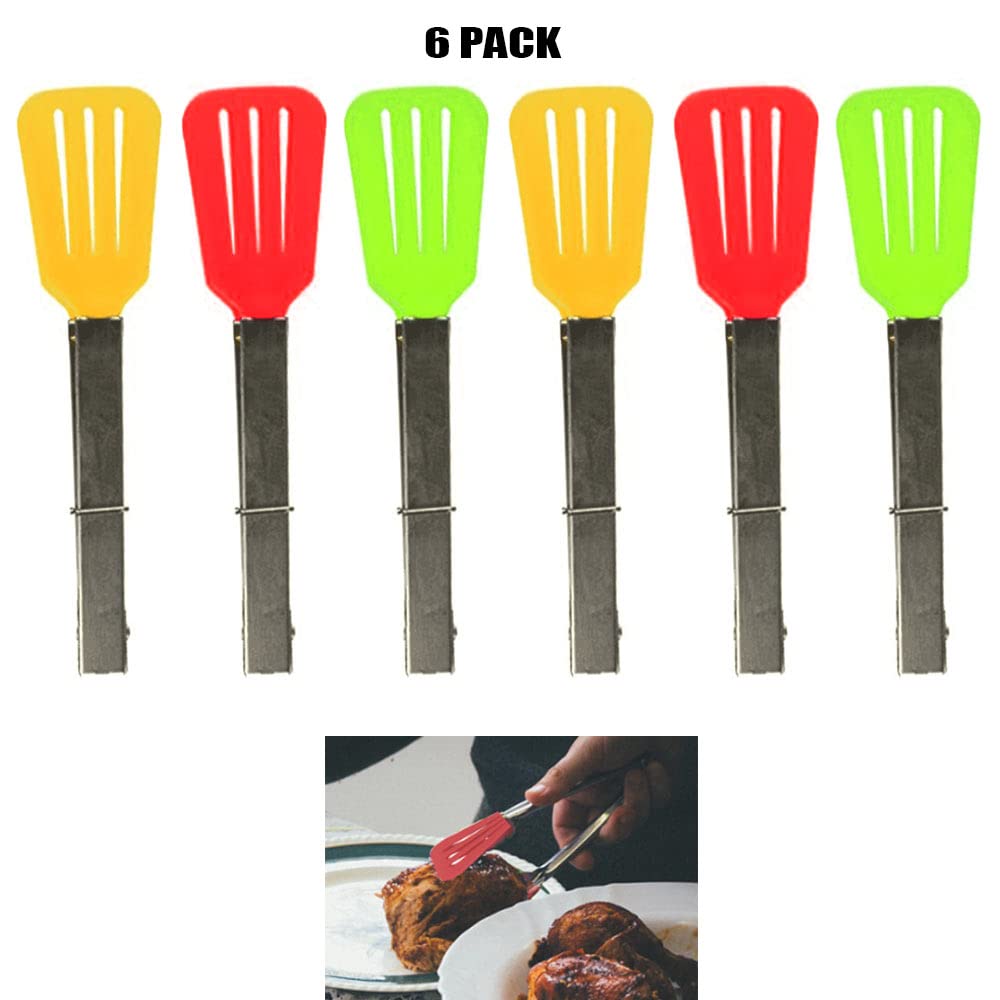 6-Piece Heat-Resistant Nylon Cooking Tongs Set - Silicone Slotted Kitchen Turner & Serving Utensils for Grilling, Flipping, and Serving Food