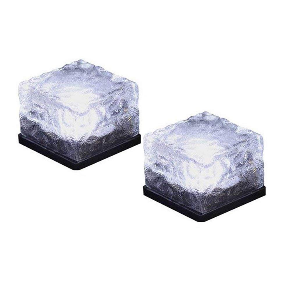 2 Pack Solar Brick Lights - Waterproof LED Garden Lights for Outdoor Pathway, Yard, Patio, and Landscape Decoration - Solar Powered Ice Cube Design for Nighttime Illumination - Perfect for Walkways, Driveways, and Garden Borders
