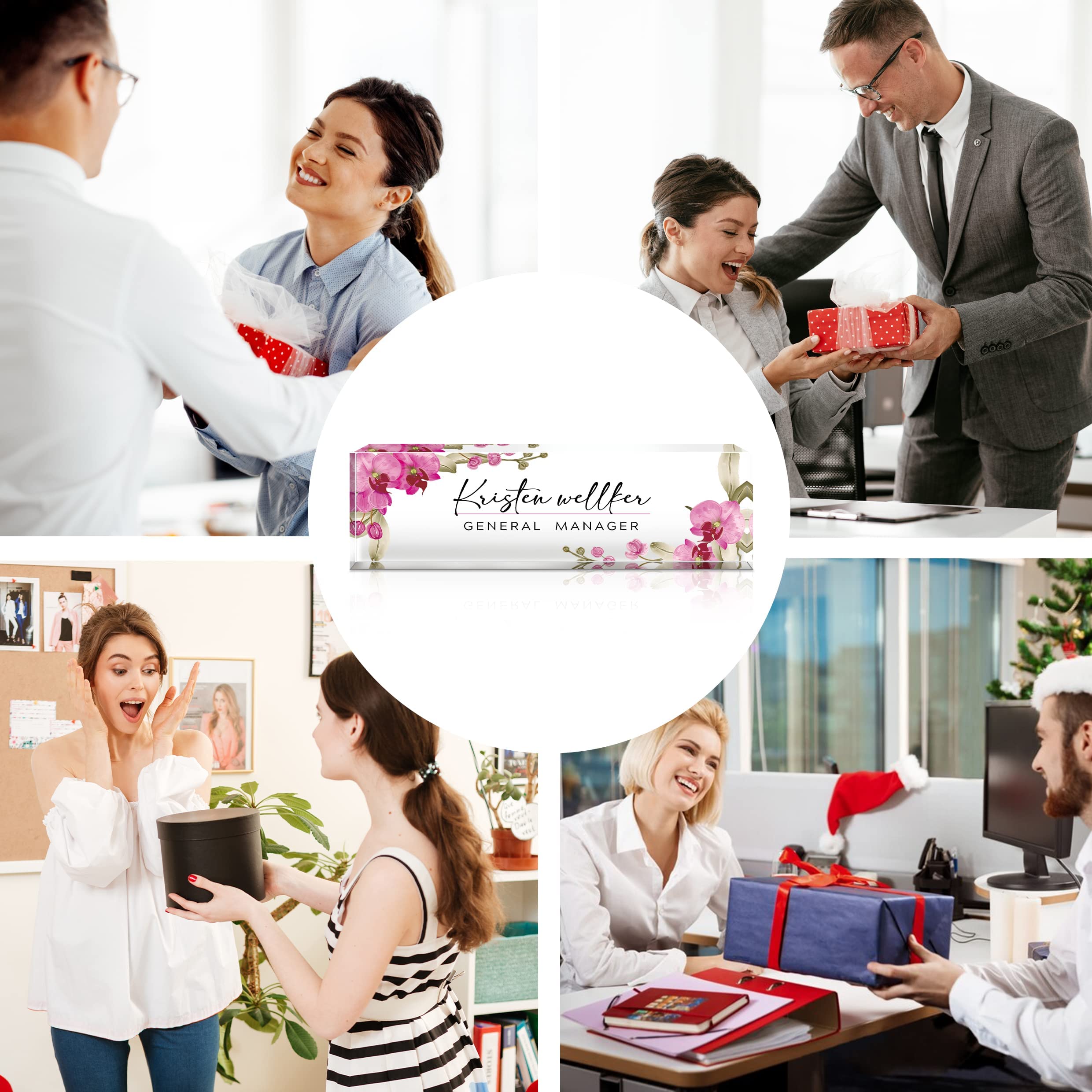Personalized Acrylic Desk Name Plate with Butterfly Orchid Design - Custom Office Name Sign for Coworkers, Boss, Employee & Teacher - Elegant Desk Decor for Women & Men | Perfect for Office, Home Workspace & Gift Giving