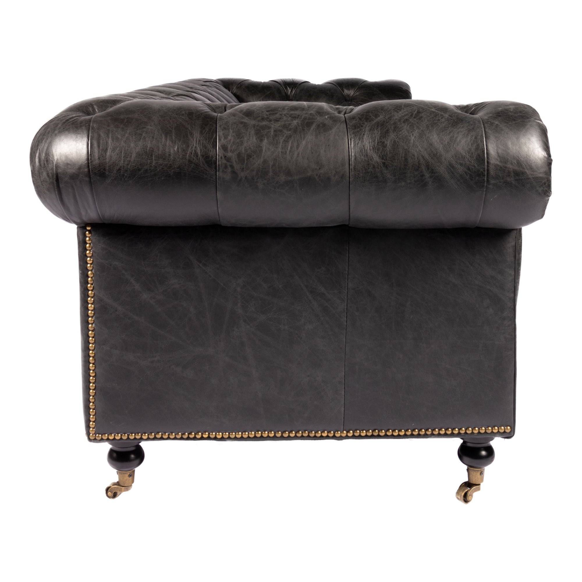 Premium Birmingham Sofa - Genuine Black Leather Couch for Living Room, Lounge & Office - Modern Comfort & Style