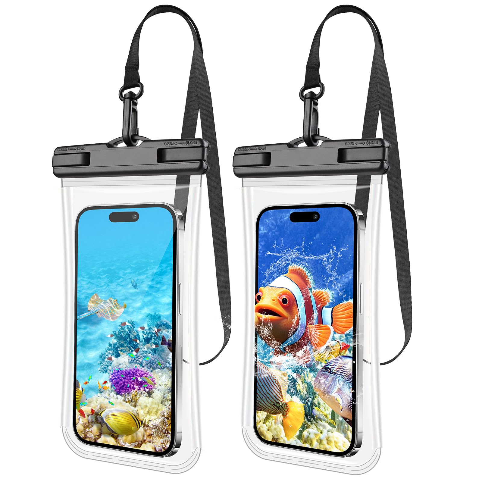 2 Pack Waterproof Phone Pouch [3D] - IPX8 Clear Dry Bag for iPhone 15 Pro Max 14 13 12 11 & Samsung Up to 7.2