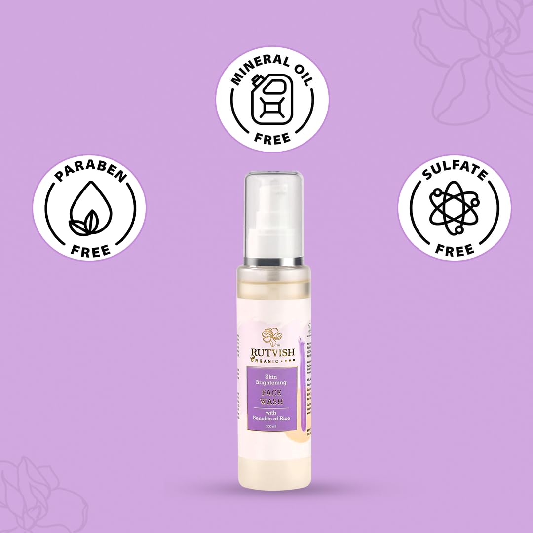 Skin Brightening Face Wash 100ml with Rice Extracts | Hydrating & Anti-Acne Cleanser for Dry Skin | Reduces Blackheads & Brightens Complexion | Perfect for Daily Skincare Routine & Acne-Prone Skin
