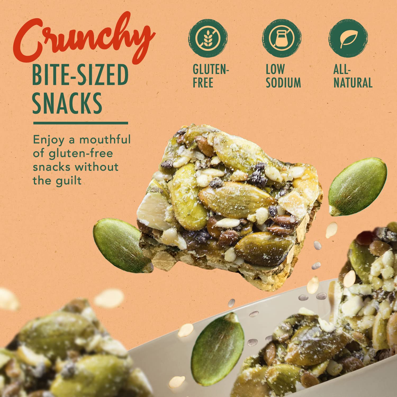 Melissa's Clean Snax® Gluten-Free Healthy Snacks with Chia & Flaxseed - All Natural, No Artificial Flavors, Low Sodium Crispy Pumpkin Seed Snacks (5 Pack) - Perfect for On-the-Go, Office Snacking & Healthy Lifestyle
