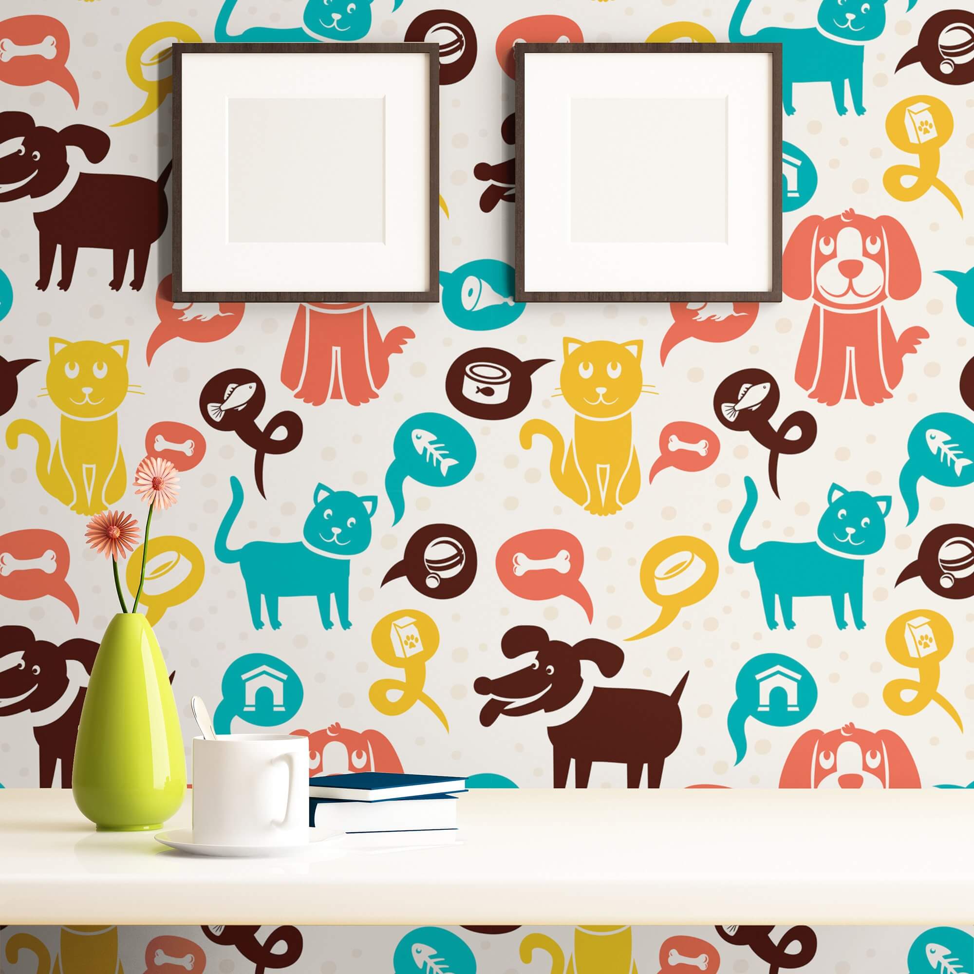 Orange and Brown Animals Peel and Stick Removable Wallpaper for Kids - Self-Adhesive Nursery Decor for Bedroom, Playroom & Classroom