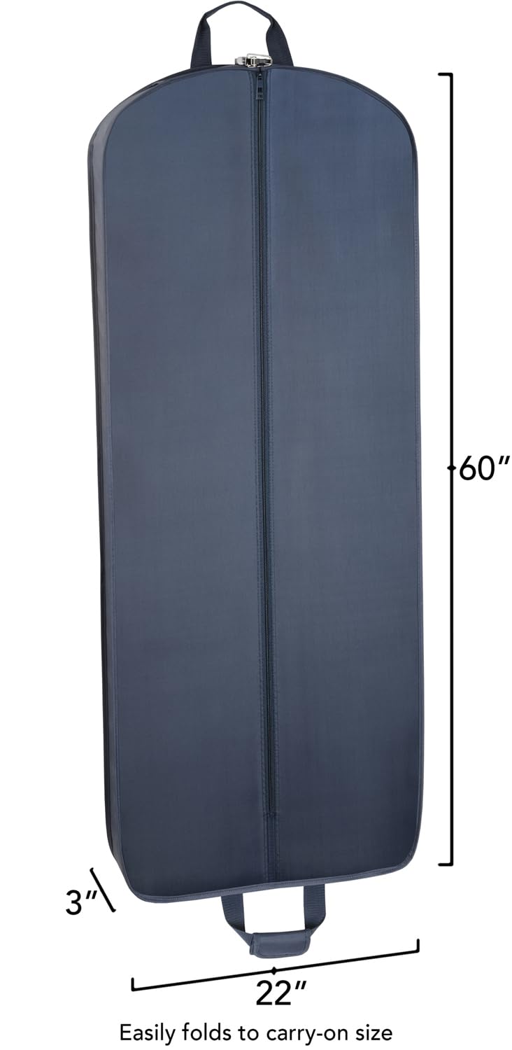 WallyBags® 60 Inch Deluxe Travel Garment Bag - Waterproof Suit Carrier for Business Trips, Weddings & Formal Events - Fits 3 Suits with Pockets & Hanging Hook