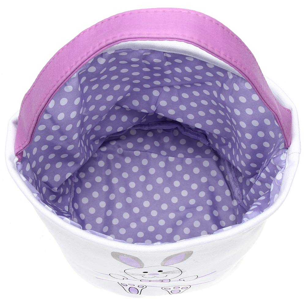 Easter Bunny Basket Egg Bags for Kids - Personalized Canvas Cotton Candy Egg Basket with Rabbit Print & Fluffy Tail - Perfect Easter Gift Bags for Egg Hunts, Party Favors, and Spring Celebrations