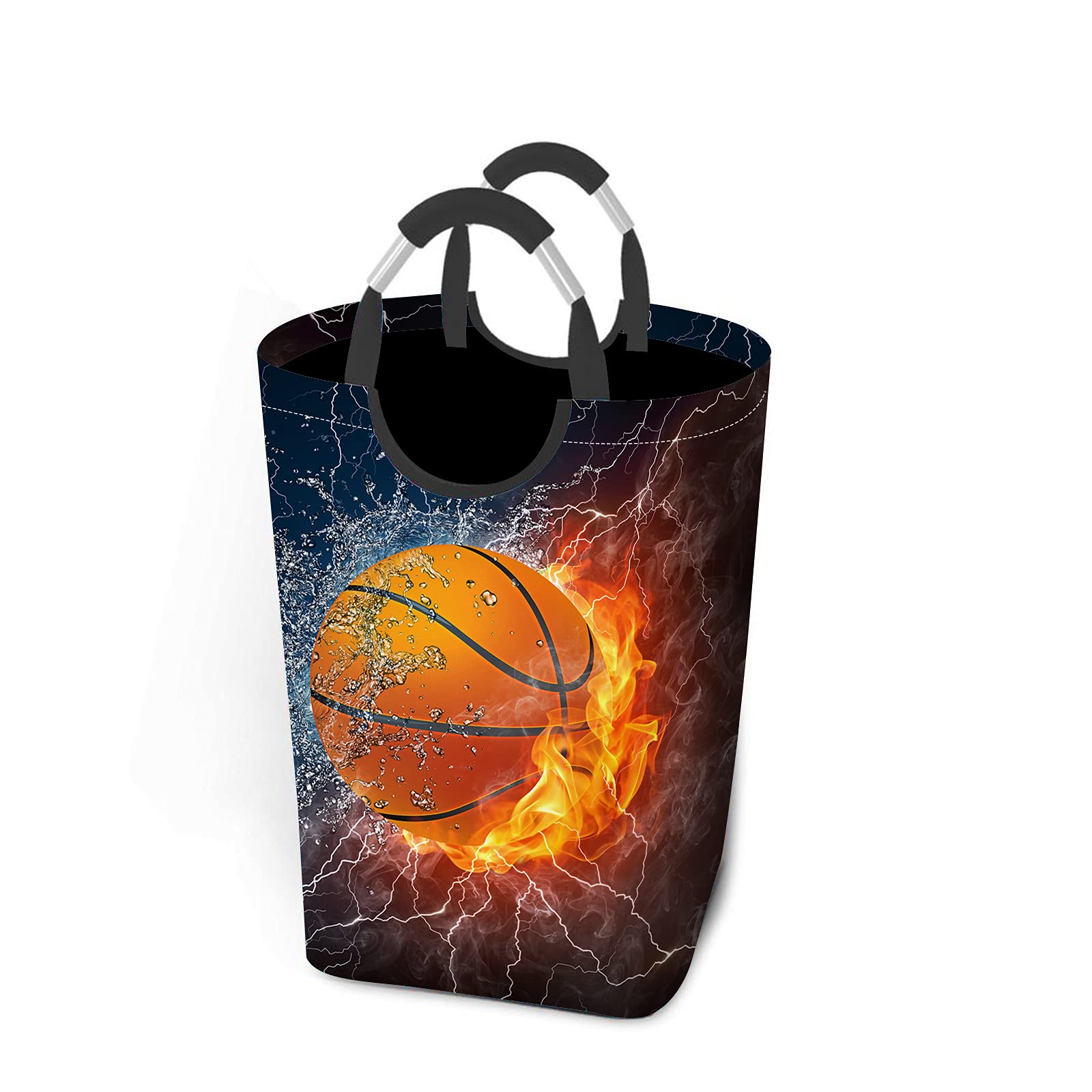 Wondertify Basketball Laundry Hamper - Fire & Water Resistant Clothes Basket with Carry Handles for Organizing Clothes, Toys & Sports Gear - Perfect for Kids' Rooms, Dorm Storage & Game Day Organization