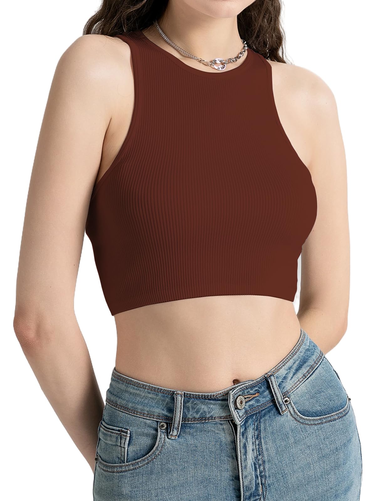 Women's Ribbed Stretch Crop Tank Tops - Trendy Soft Comfortable Fit for Casual Wear, Gym, and Summer Outfits