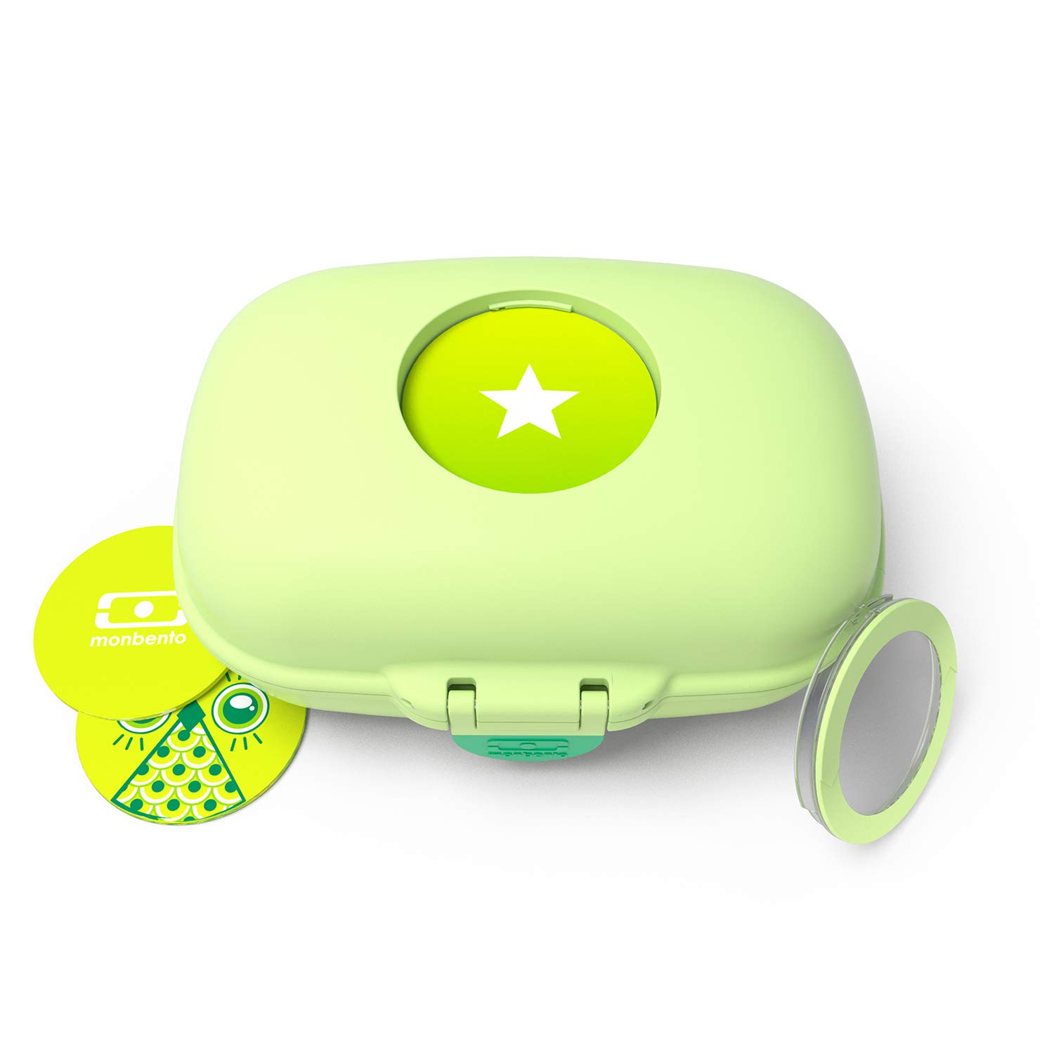Monbento MB Gram Apple Snack Box - BPA Free, Food Grade Safe Lunch Container for Kids & Adults - Perfect for School, Work, Picnics & Travel - Green