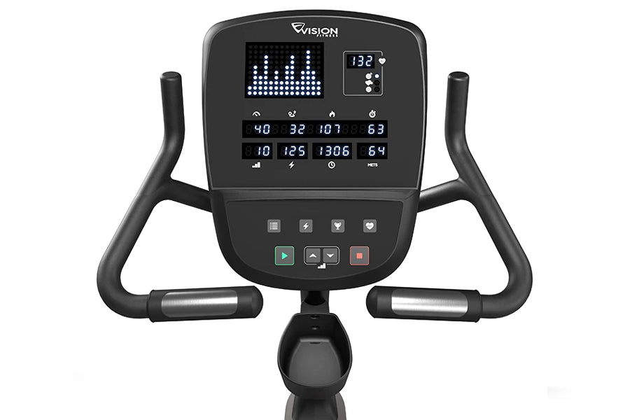 Vision U60 Upright Exercise Bike for Home Gym - Magnetic Resistance Indoor Cycling Bike with LCD Monitor, Adjustable Seat & Transport Wheels - Perfect for Cardio Workout, Weight Loss & Fitness Training