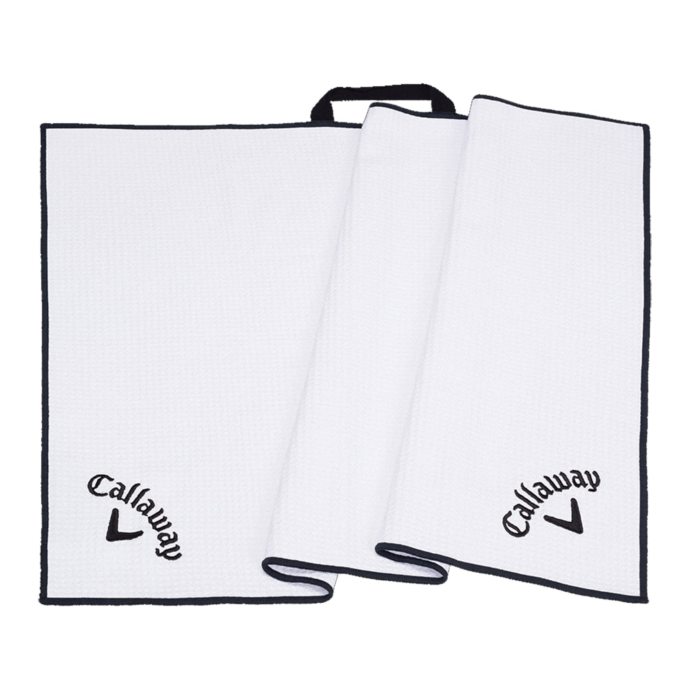 Callaway White Players Golf Towel - Premium Microfiber Golf Towel for Golfers - Perfect for Golf Course, Driving Range & Sports Use