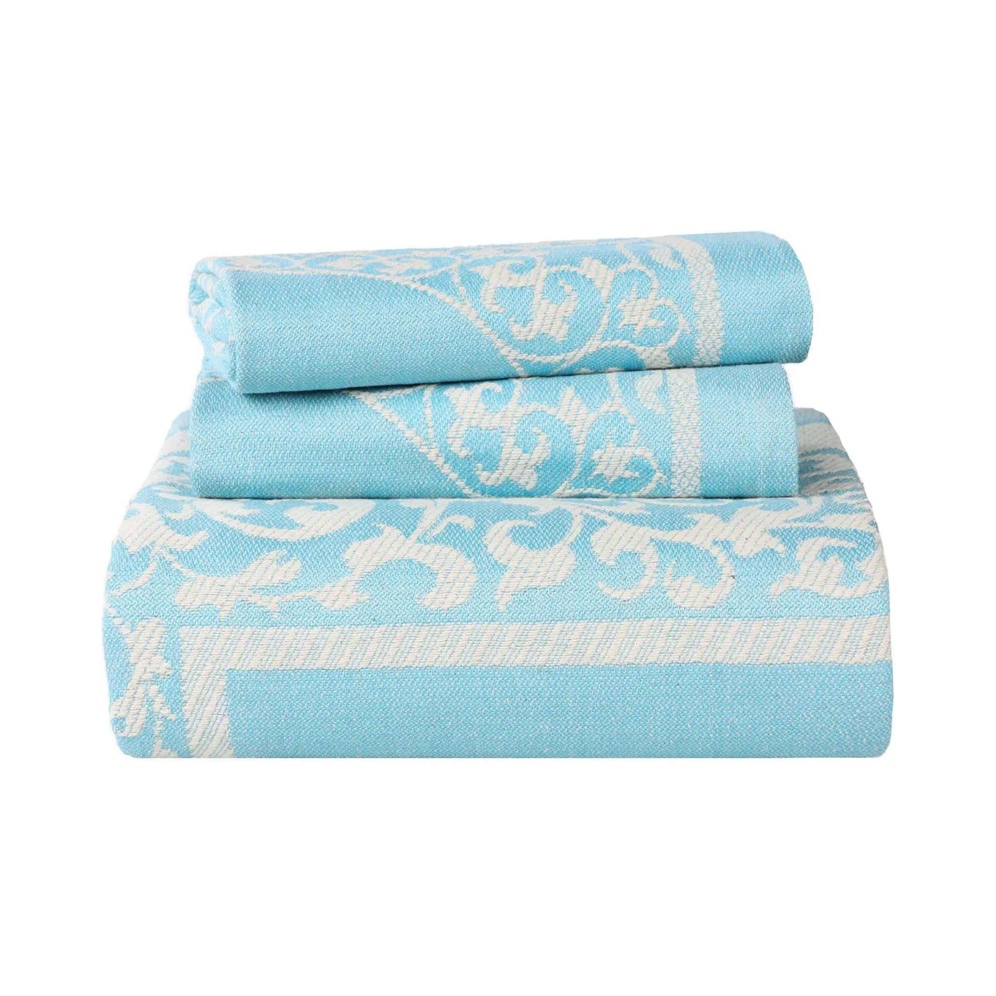 Lyron Cotton Blend Woven Jacquard Floral Scroll Bedspread Set - Queen Size Luxury Bedding for Master Bedroom & Guest Room Decor
