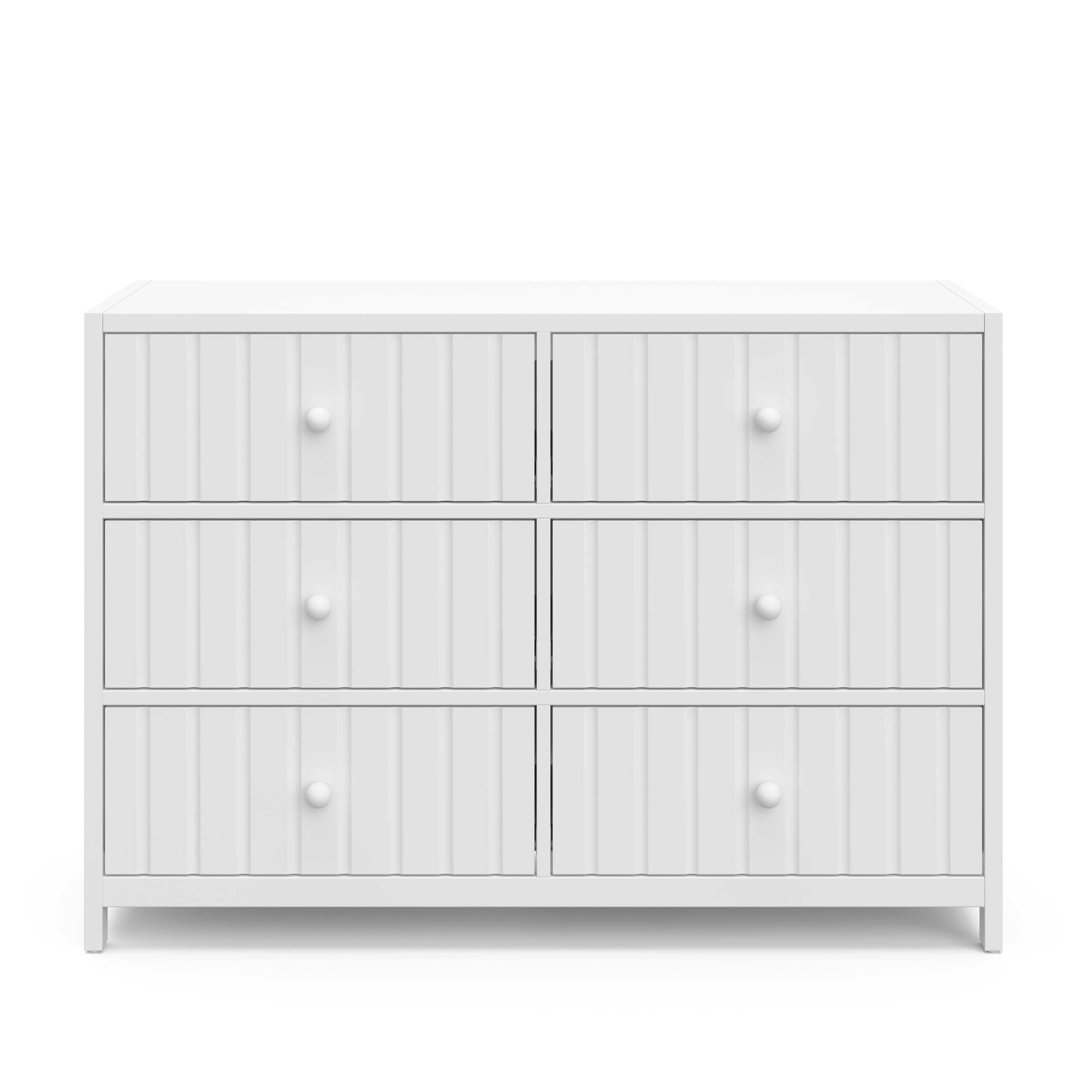 Graco Teddi 6-Drawer Double Dresser in White | GREENGUARD Gold Certified Nursery Furniture with Interlocking Drawer System & Pre-Installed Tracks | Includes 2 Knob Sets for Customization | Perfect for Baby Rooms, Kids Bedrooms & Nursery Storage Solutions