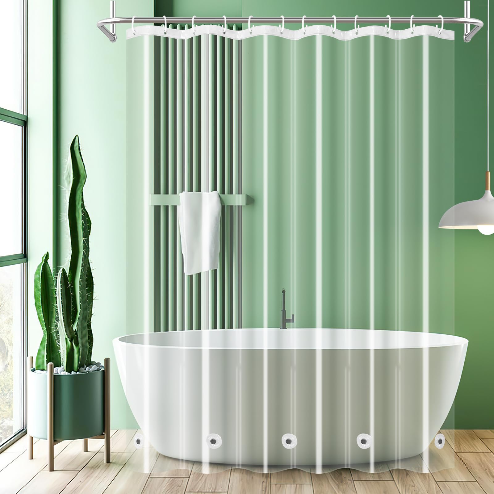 UFRIDAY 72 x 86 Inches Extra Long Clear Shower Curtain Liner - Heavy Duty Waterproof Plastic Bathroom Curtain with 5 Bottom Magnets for Home, Hotel & Restaurant Use | Perfect for Large Bathtubs and Spacious Showers