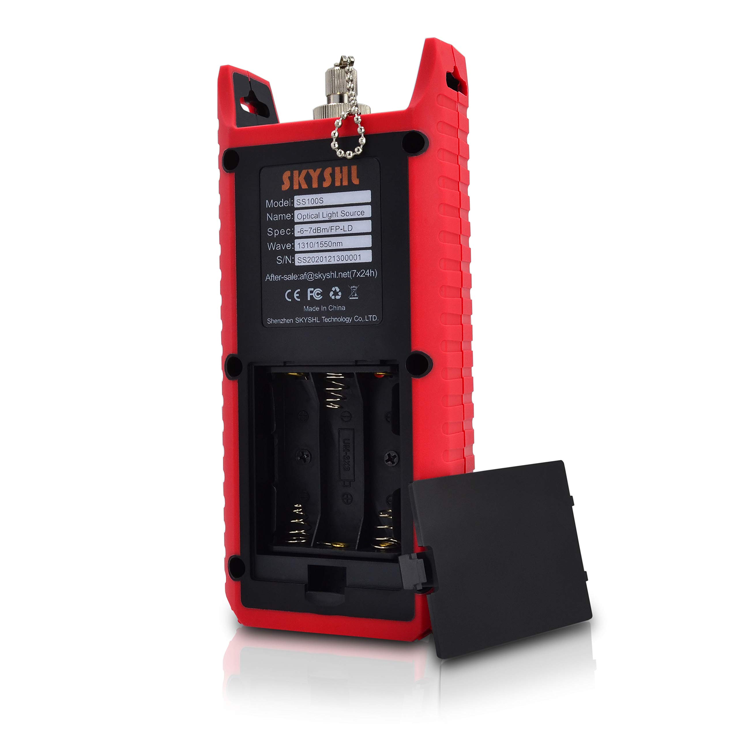 Handheld SM Optical Fiber Laser Light Source Tester - 1310nm & 1550nm Wavelengths with SC/FC/ST/LC UPC Adapters & Color Screen (SS100S) - Ideal for Telecom, Data Center & Fiber Optic Network Testing