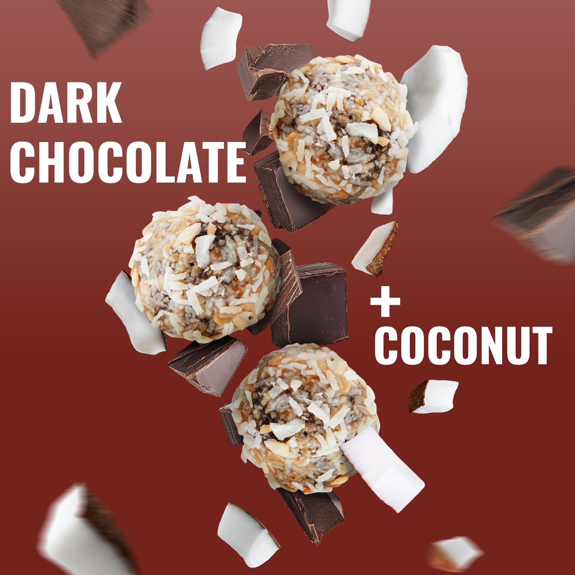 GFB Dark Chocolate Coconut Protein Bites - Gluten Free, Vegan, Plant-Based Protein Snacks, Non-GMO, Sustainably Made - Healthy Energy Balls for Workouts, Hiking & On-the-Go Snacking, 1.2oz (10 Count)
