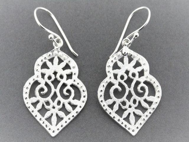 Beaded Floral Shield Earrings for Women - Handmade Bohemian Dangle Earrings - Perfect for Weddings, Parties & Boho Fashion