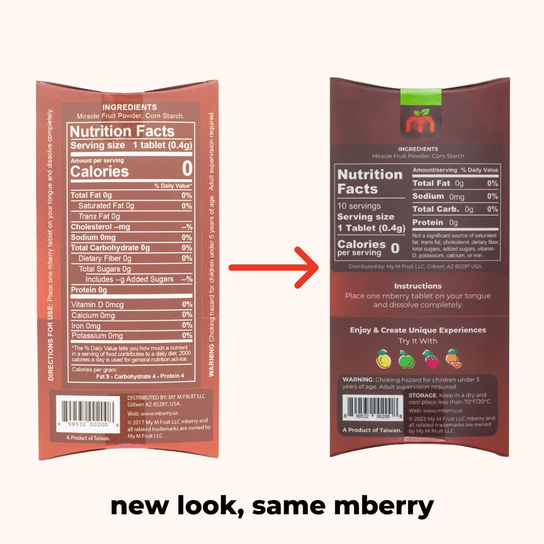 Mberry Miracle Berry Tablets - 10 Count Pack | Natural Flavor Enhancer for Sour & Bitter Foods | Perfect for Taste Testing Parties & Healthy Snacking