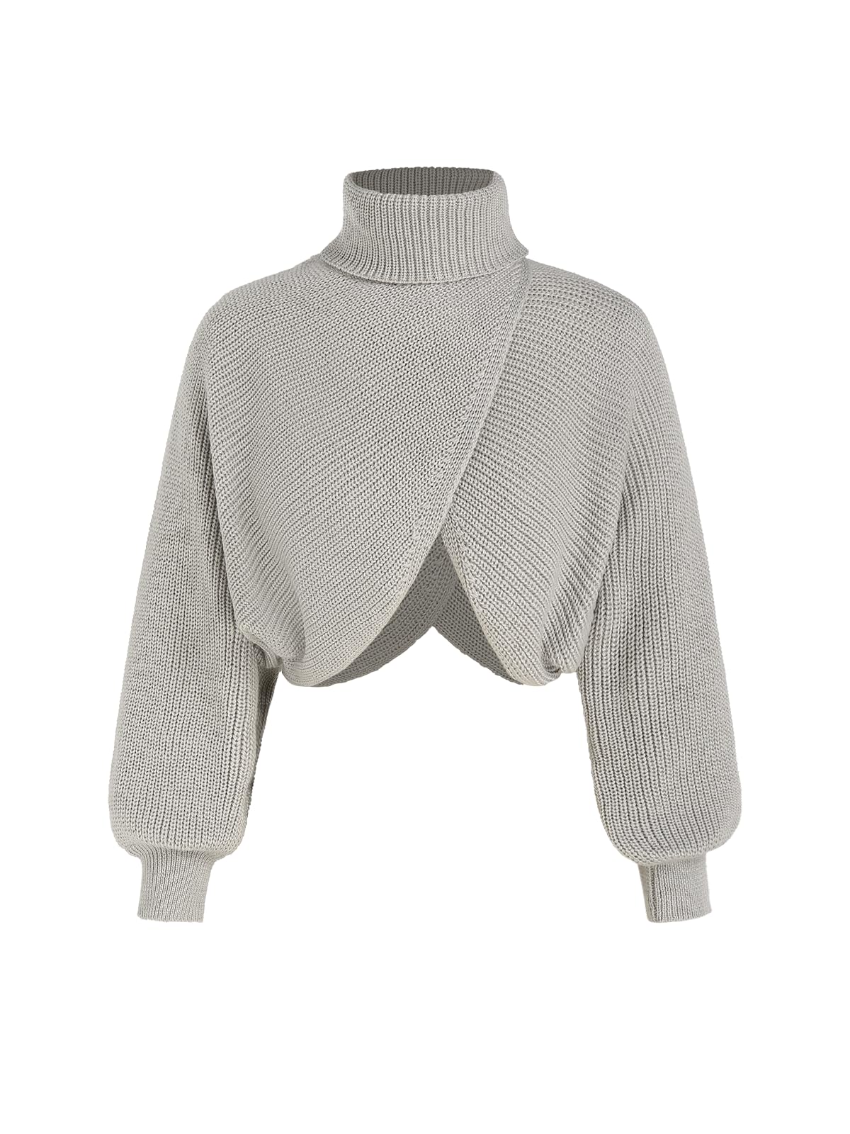 CIDER Women's Cropped Turtleneck Sweater - Chunky Ribbed Knit Long Sleeve Pullover with Lantern Sleeves | Fall Winter Fashion 2024 | Perfect for Casual Outings, Date Nights & Office Wear