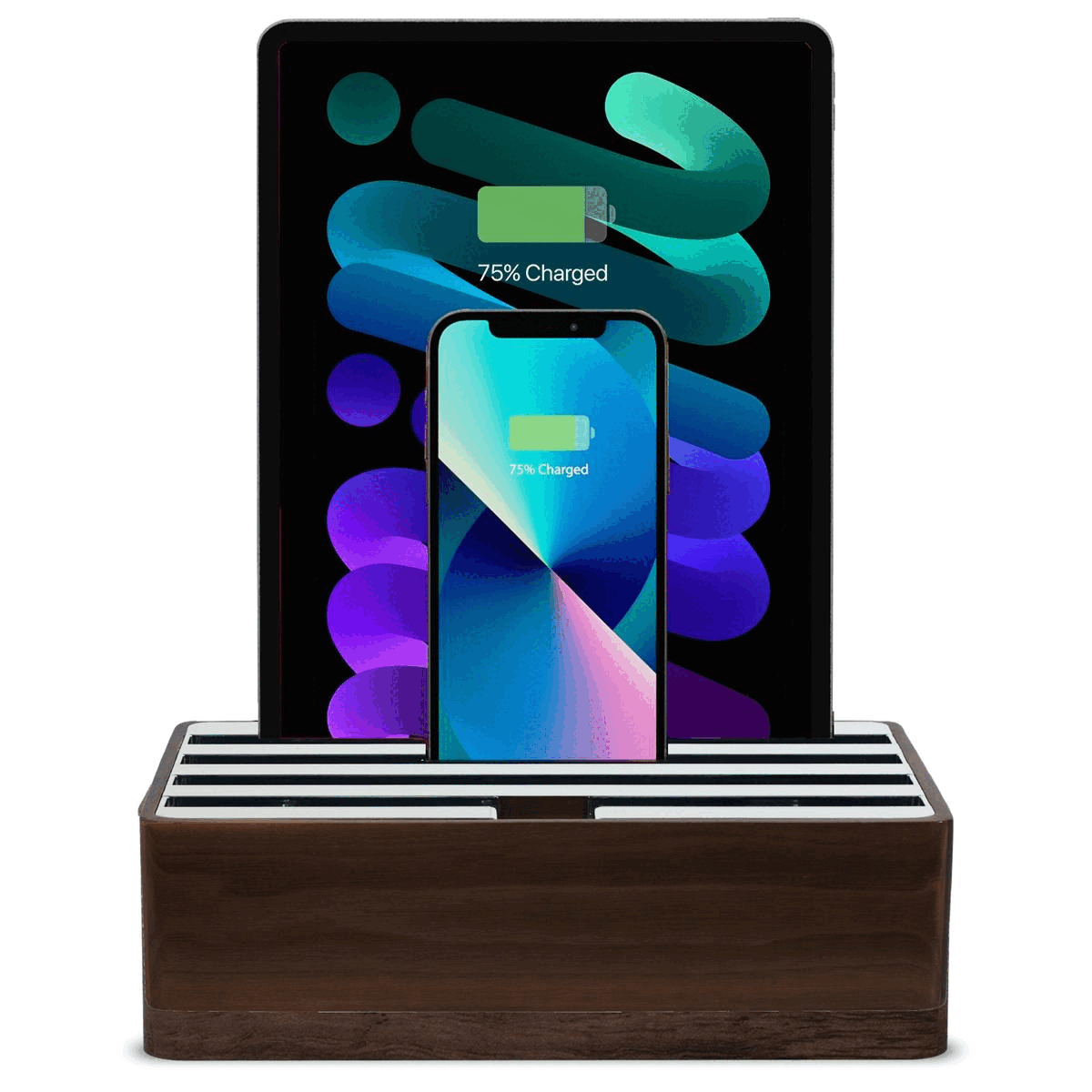 ALLDOCK Classic Walnut and Chrome Laptop Stand - Premium Wooden Computer Riser with Chrome Legs for Home Office, Desk Organization & Ergonomic Workspace Setup