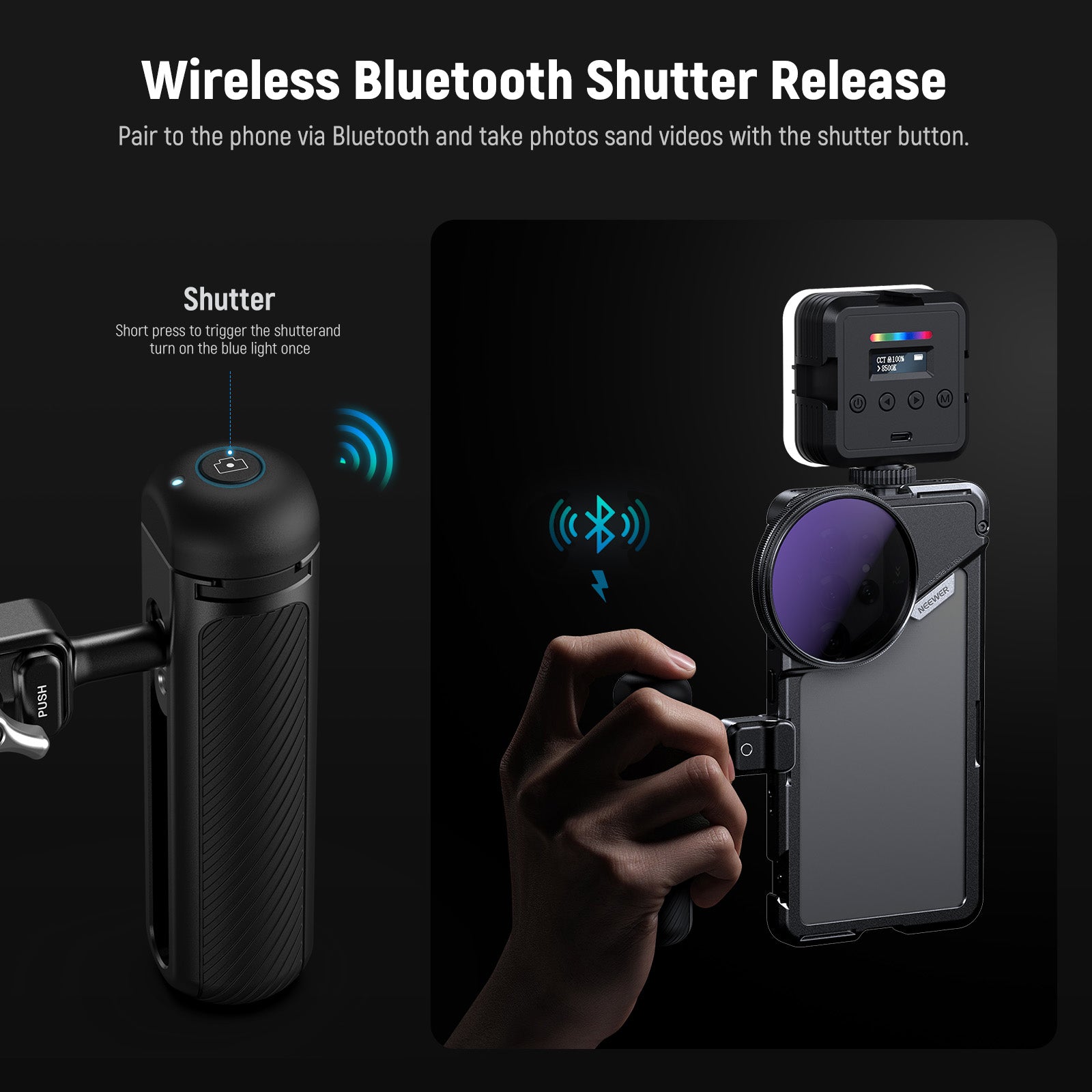 NEEWER PA082 Smartphone Cage for Samsung Galaxy S25 Ultra - Compatible with 67mm Filters, 17mm & T-Mount Adapters - Perfect for Vlogging, Filmmaking & Mobile Photography